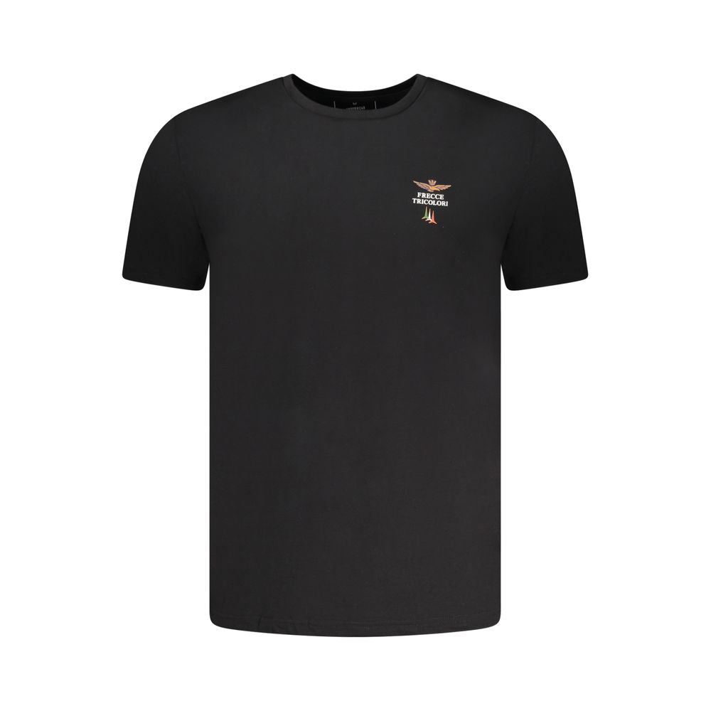 Aeronautica Militare Schwarzes Herren-T-Shirt aus Baumwolle