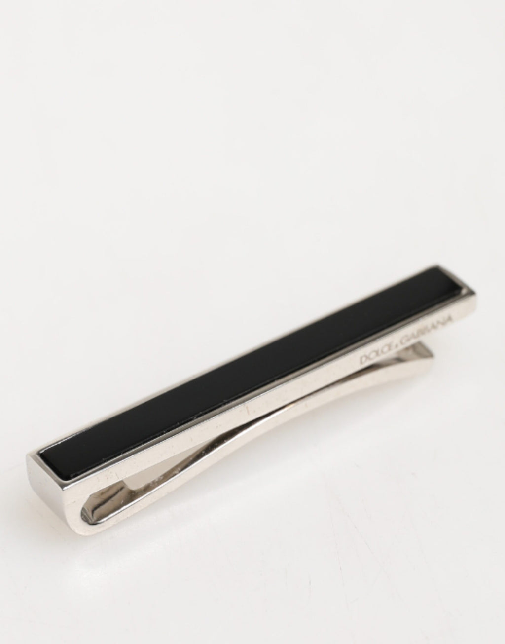 Dolce & Gabbana Silver Tone Brass Logo Branded Men Accessory Tie Clip Bar