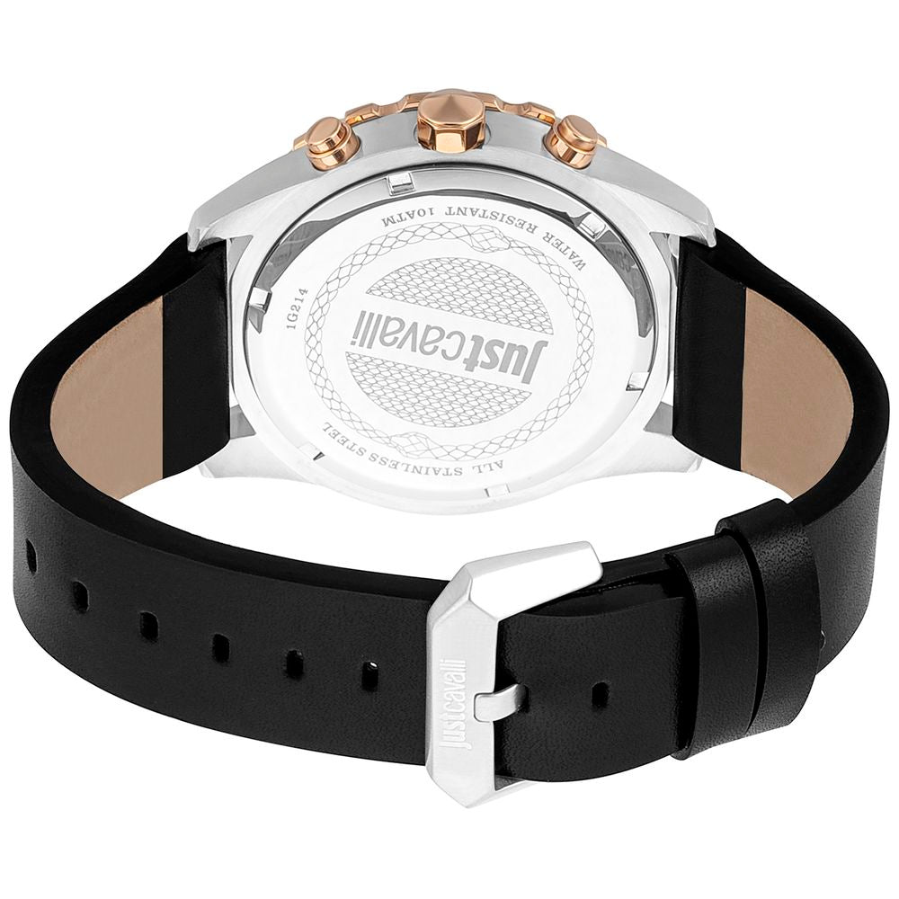 Montre bracelet Just Cavalli en cuir noir