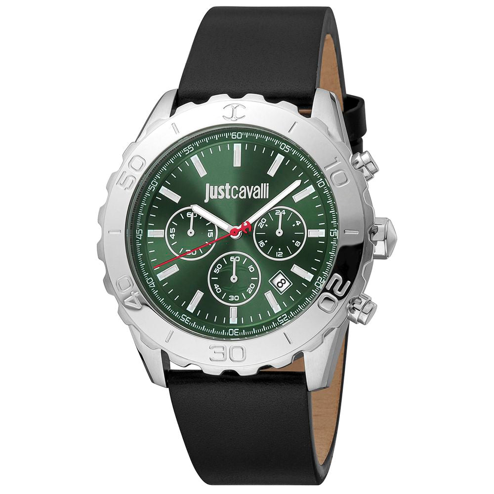 Montre bracelet Just Cavalli en cuir noir