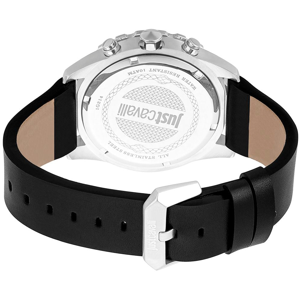 Montre bracelet Just Cavalli en cuir noir