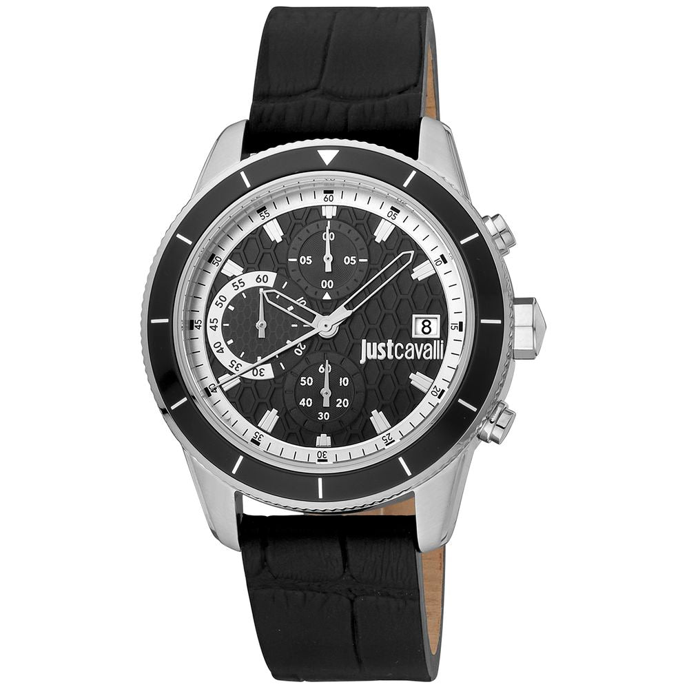 Montre Just Cavalli en cuir noir