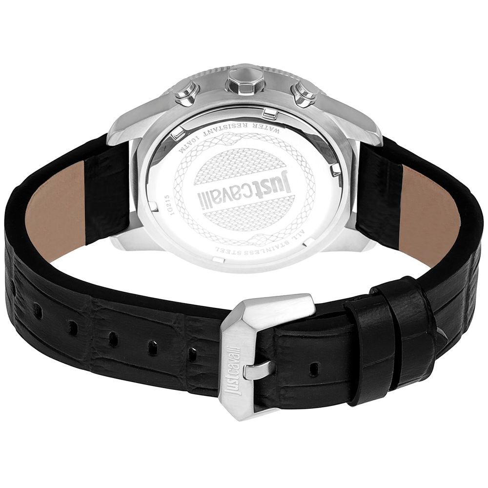 Montre Just Cavalli en cuir noir