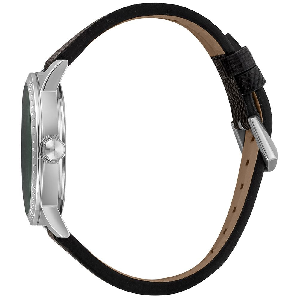Just Cavalli Black Leather Dress Watch