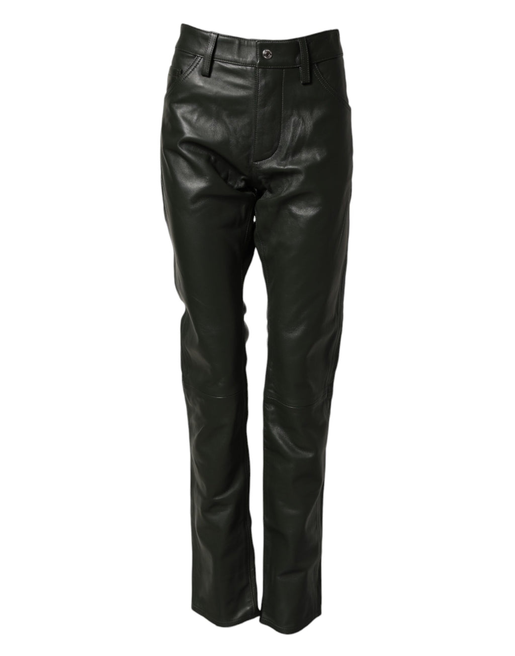 Dsquared² Pantalon en cuir pleine fleur noir taille mi-haute
