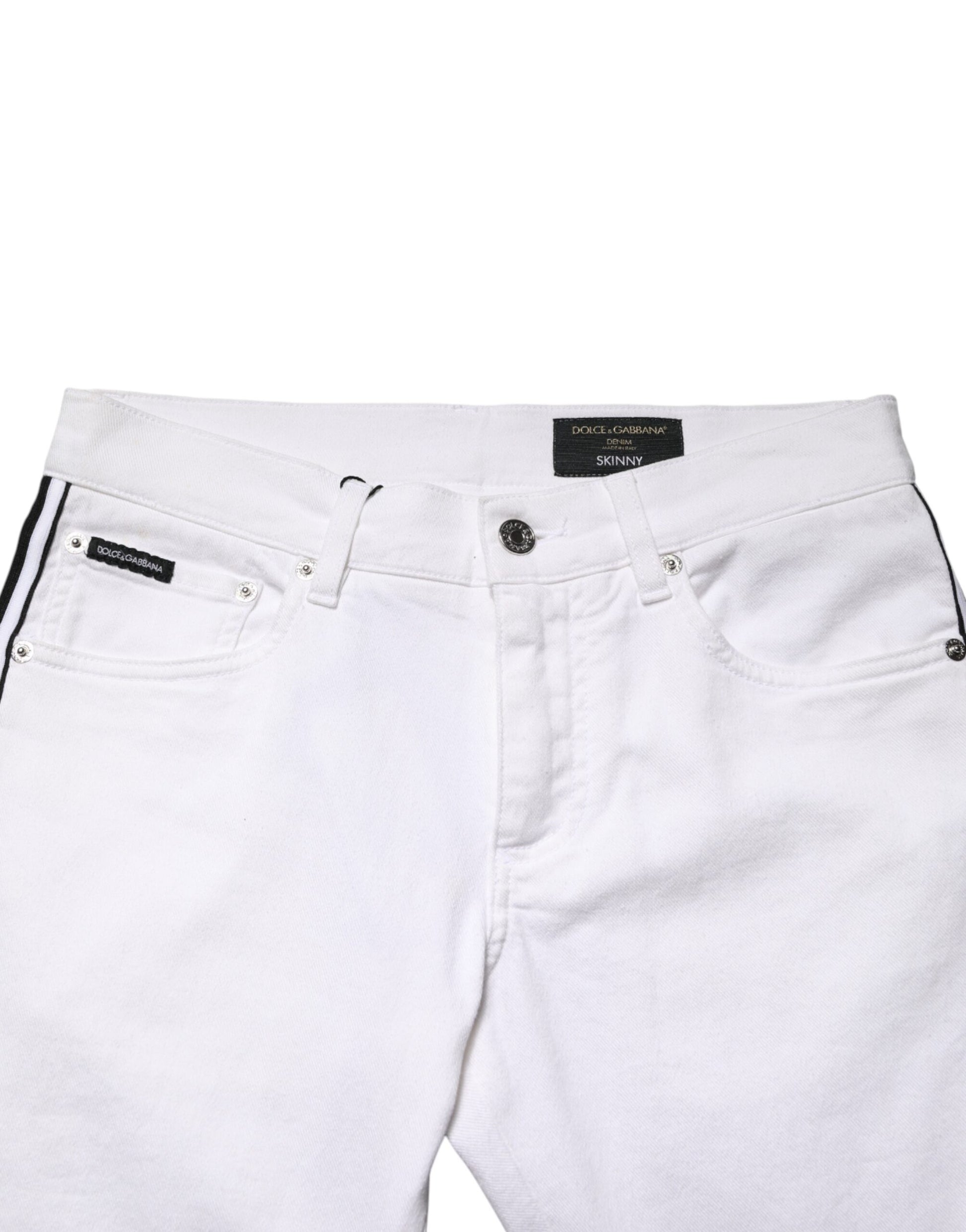 Jeans Homme Skinny Dolce & Gabbana en Coton Stretch Blanc