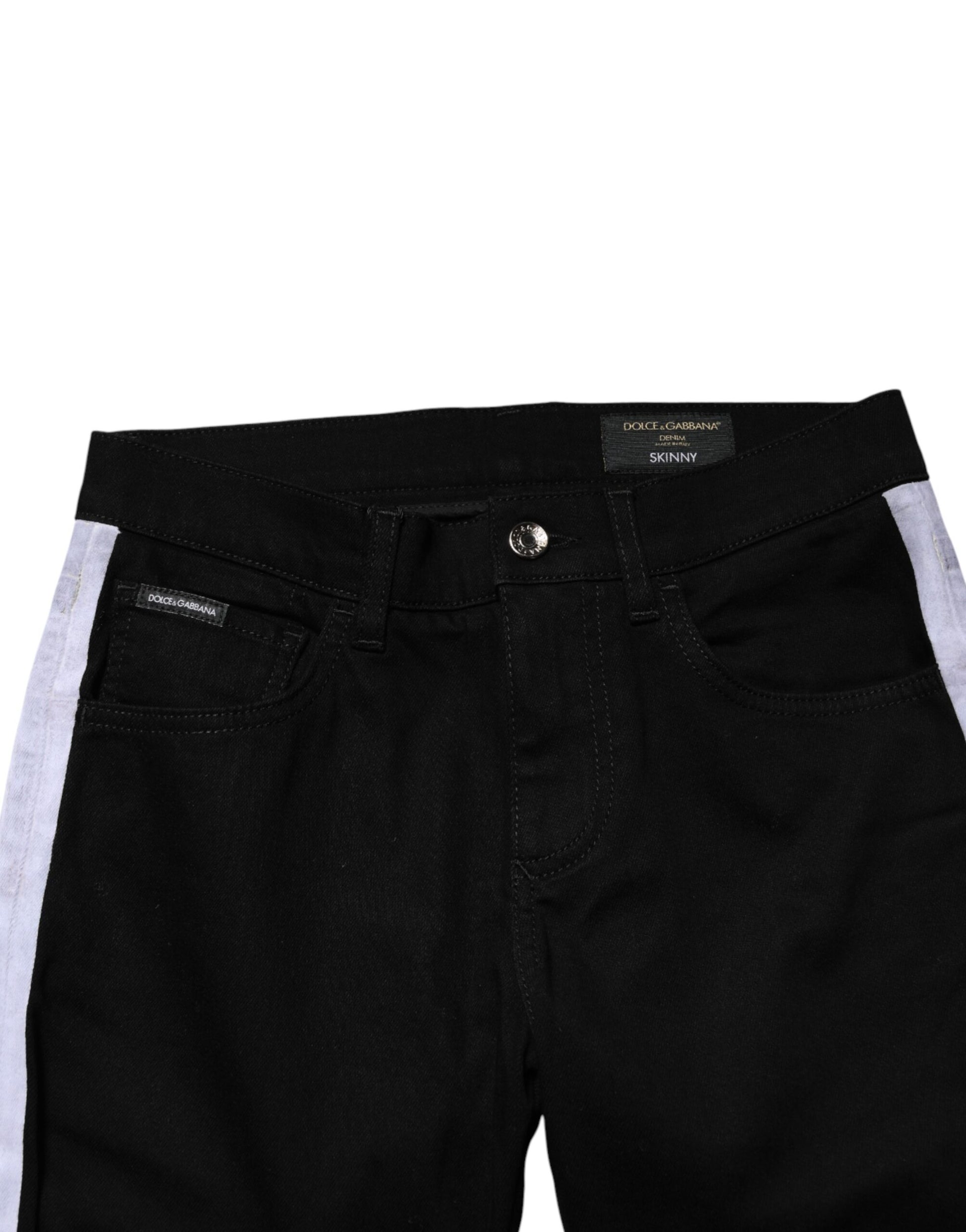 Jean en denim noir Dolce & Gabbana en coton taille mi-haute coupe skinny avec logo