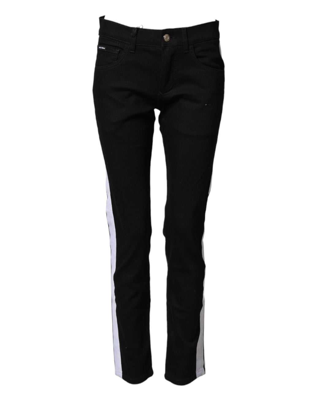 Jean en denim noir Dolce & Gabbana en coton taille mi-haute coupe skinny avec logo