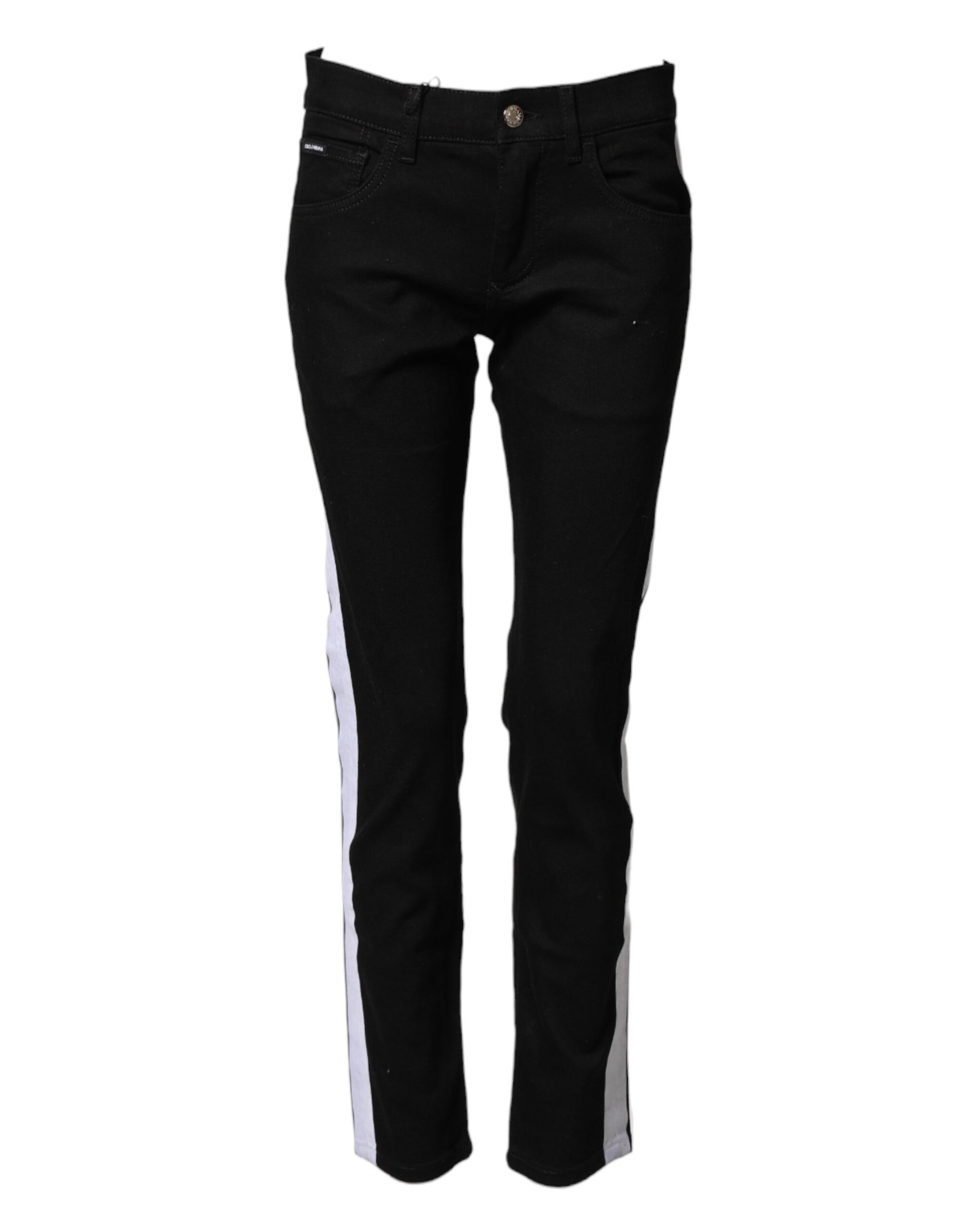 Jean en denim noir Dolce & Gabbana en coton taille mi-haute coupe skinny avec logo