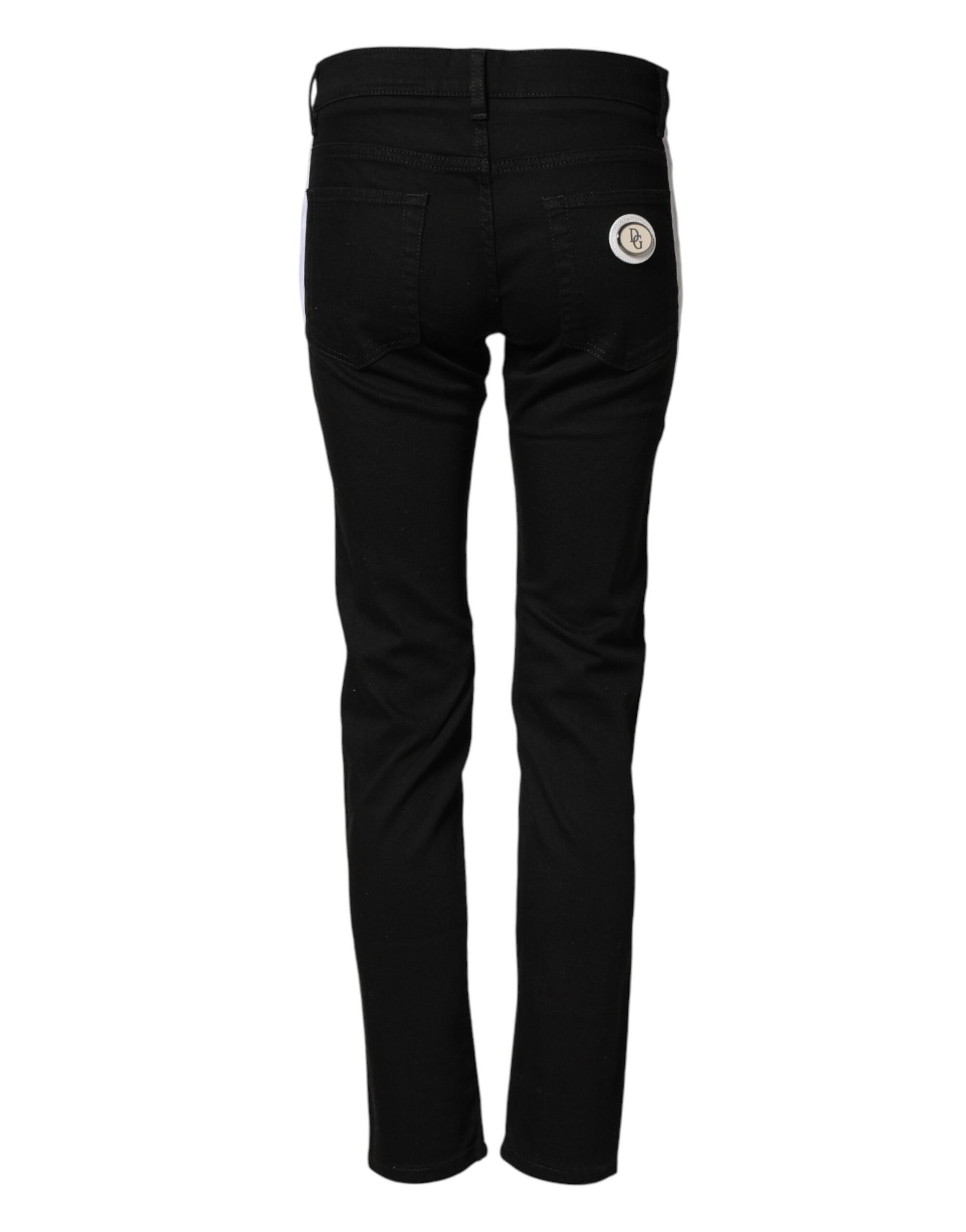 Jean en denim noir Dolce & Gabbana en coton taille mi-haute coupe skinny avec logo