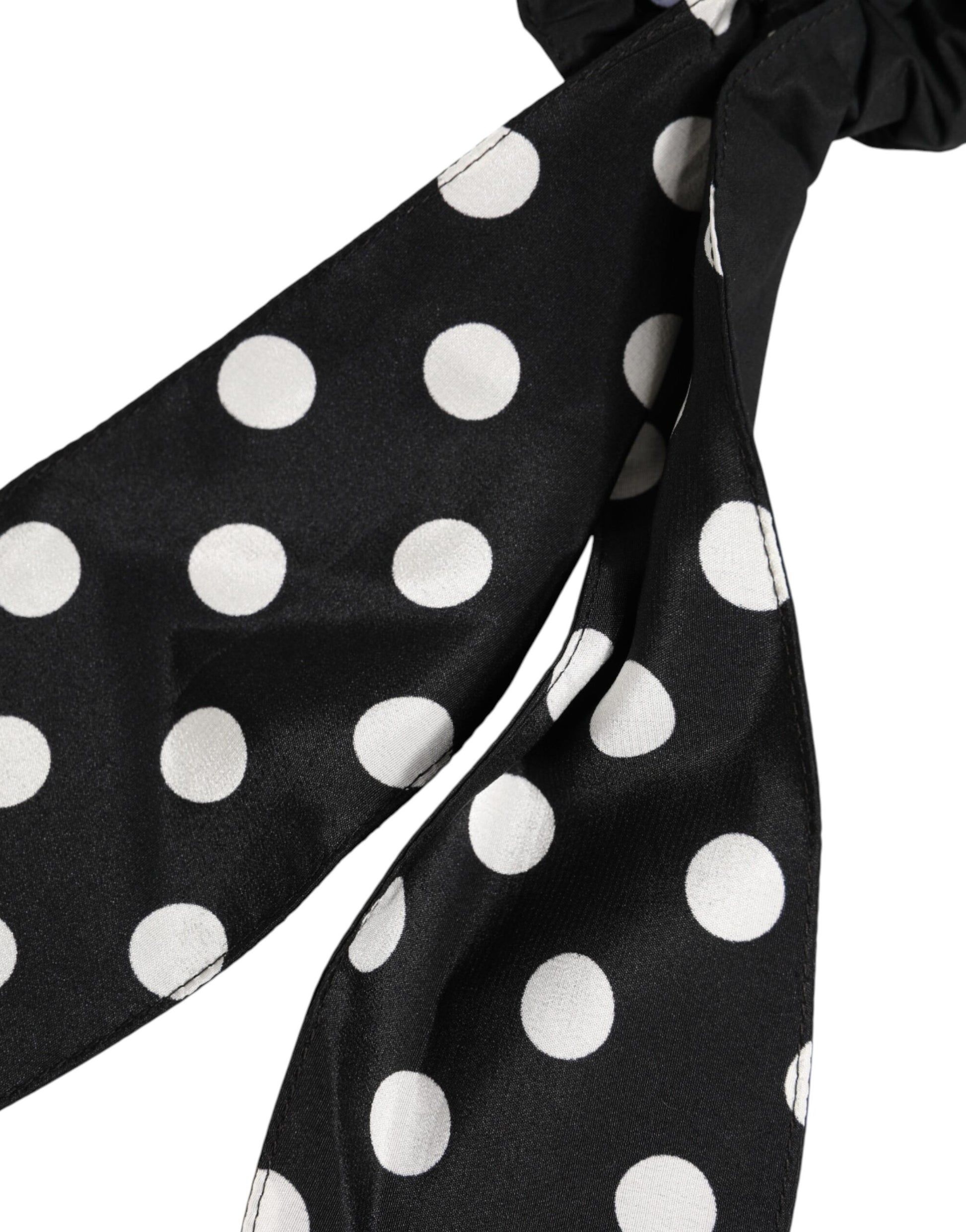 Dolce & Gabbana Chouchou Écharpe à Pois en Coton Noir