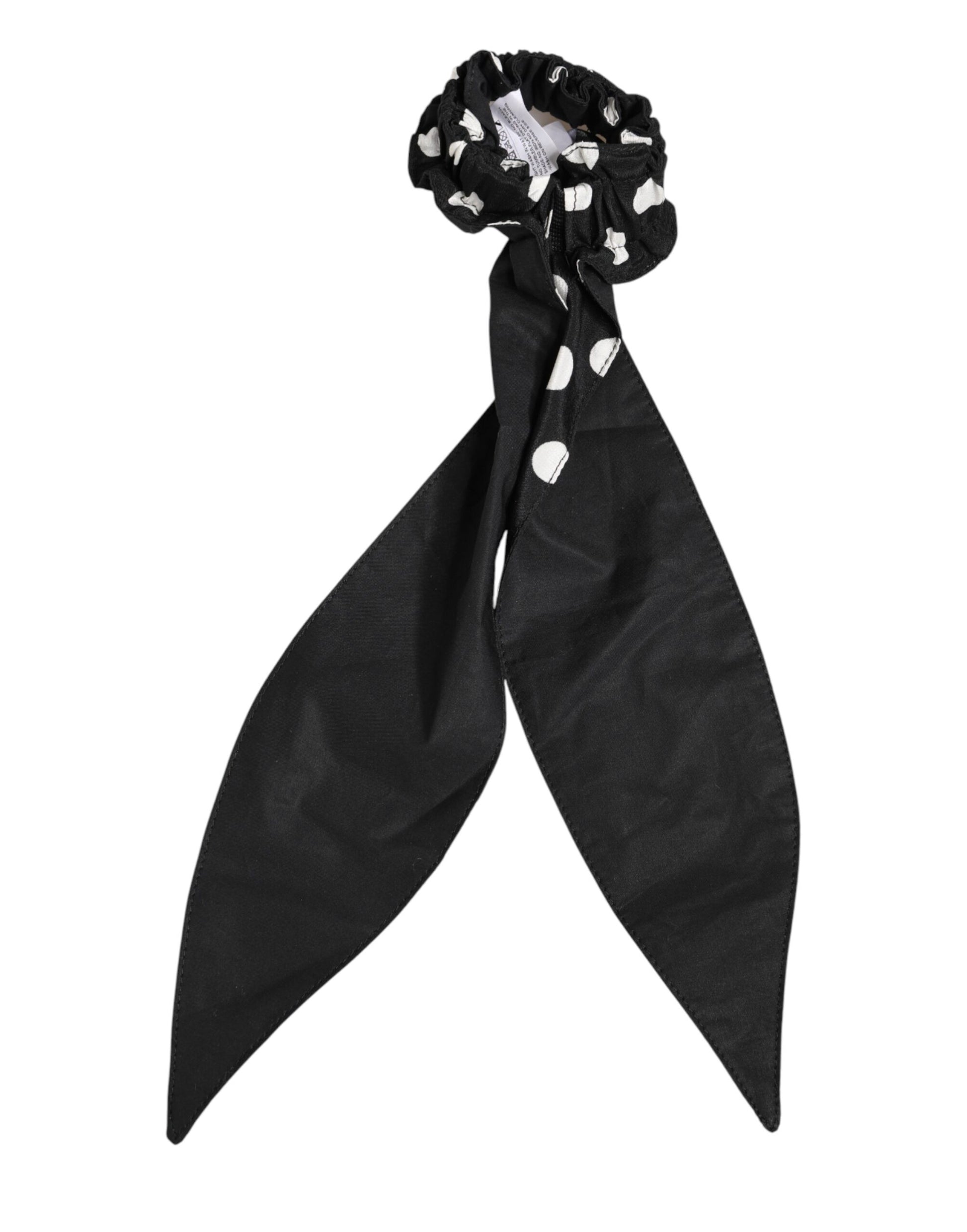 Dolce & Gabbana Chouchou Écharpe à Pois en Coton Noir