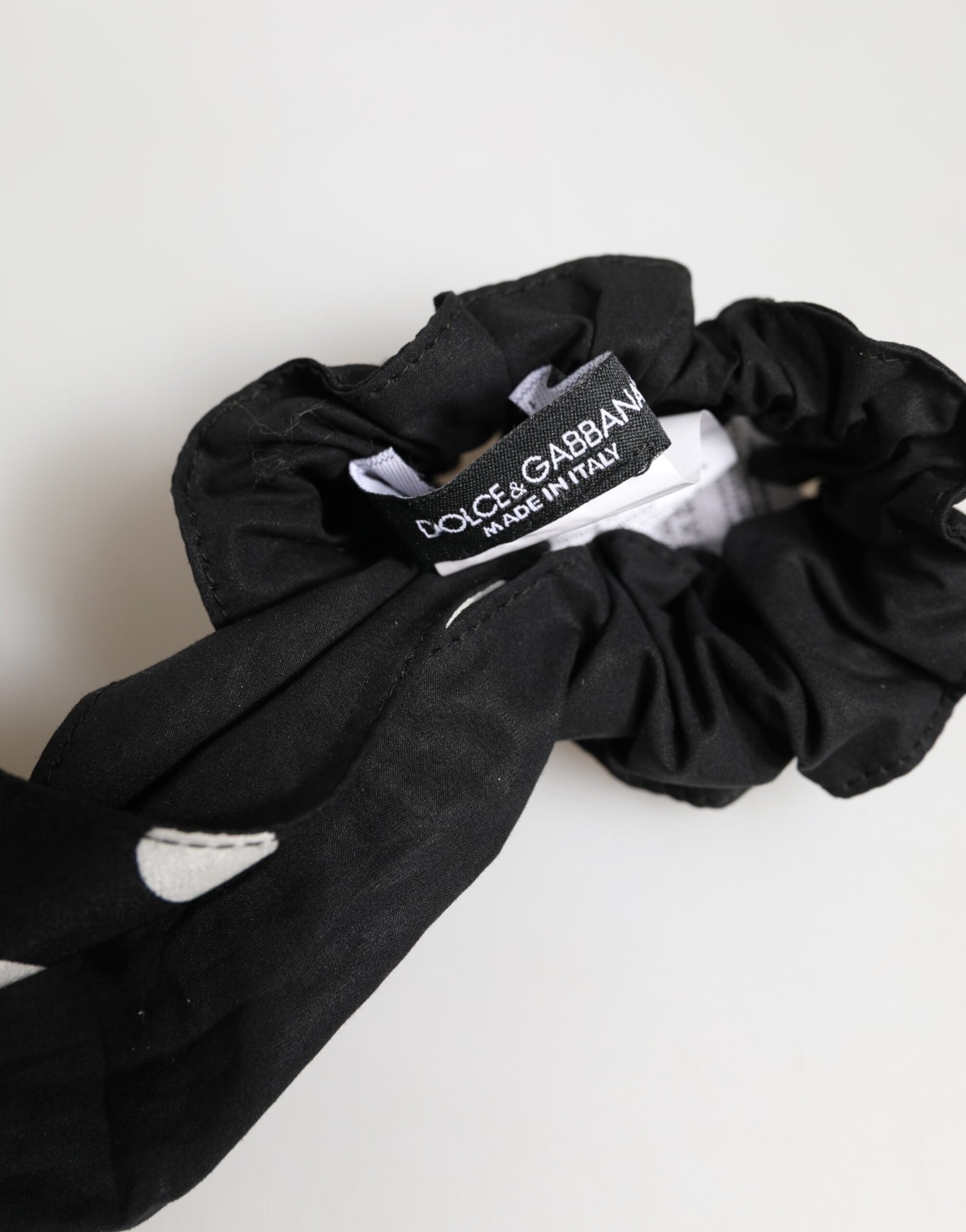 Dolce & Gabbana Chouchou Écharpe à Pois en Coton Noir