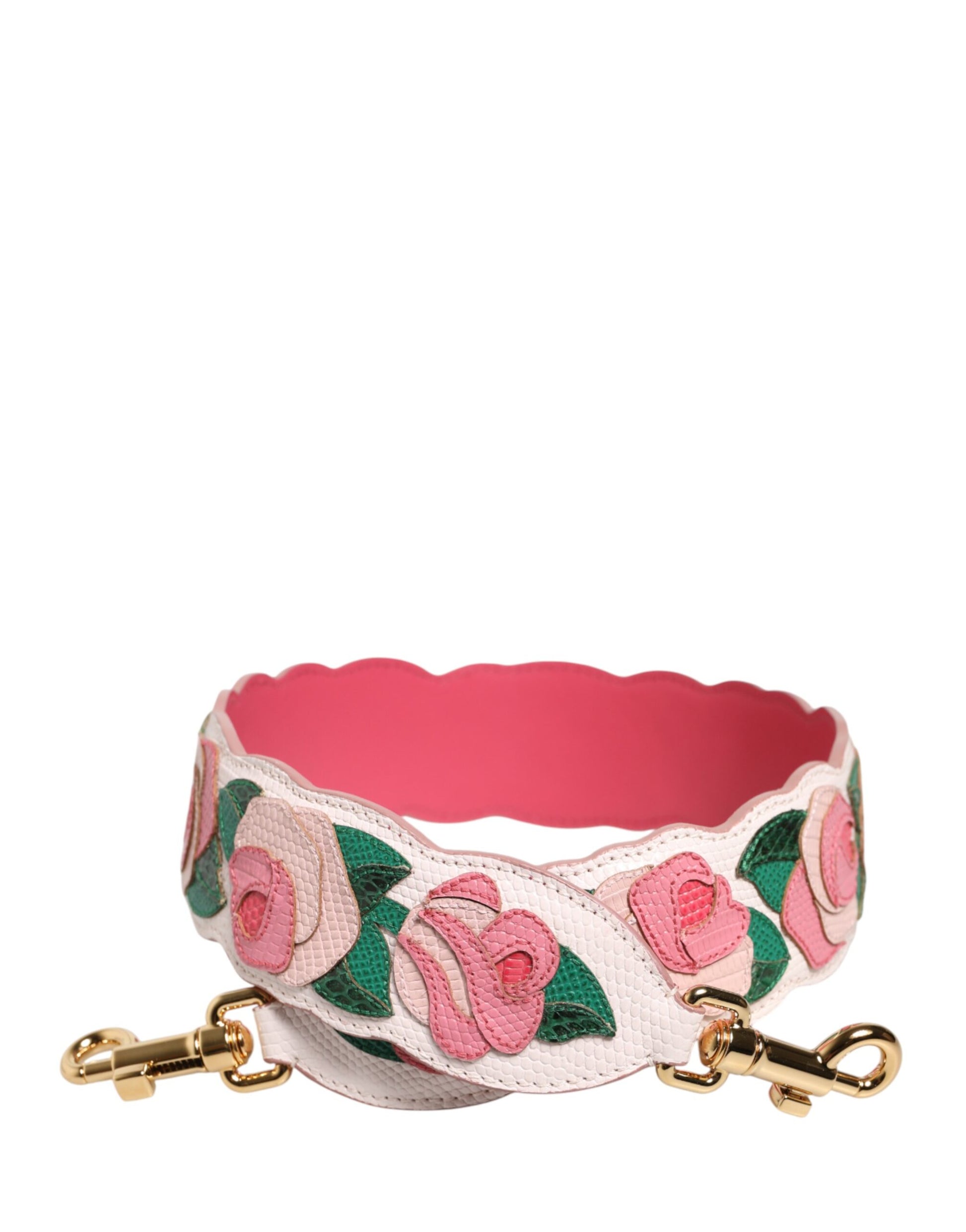Bandoulière Dolce & Gabbana en cuir de veau blanc à motif floral pour sac à main