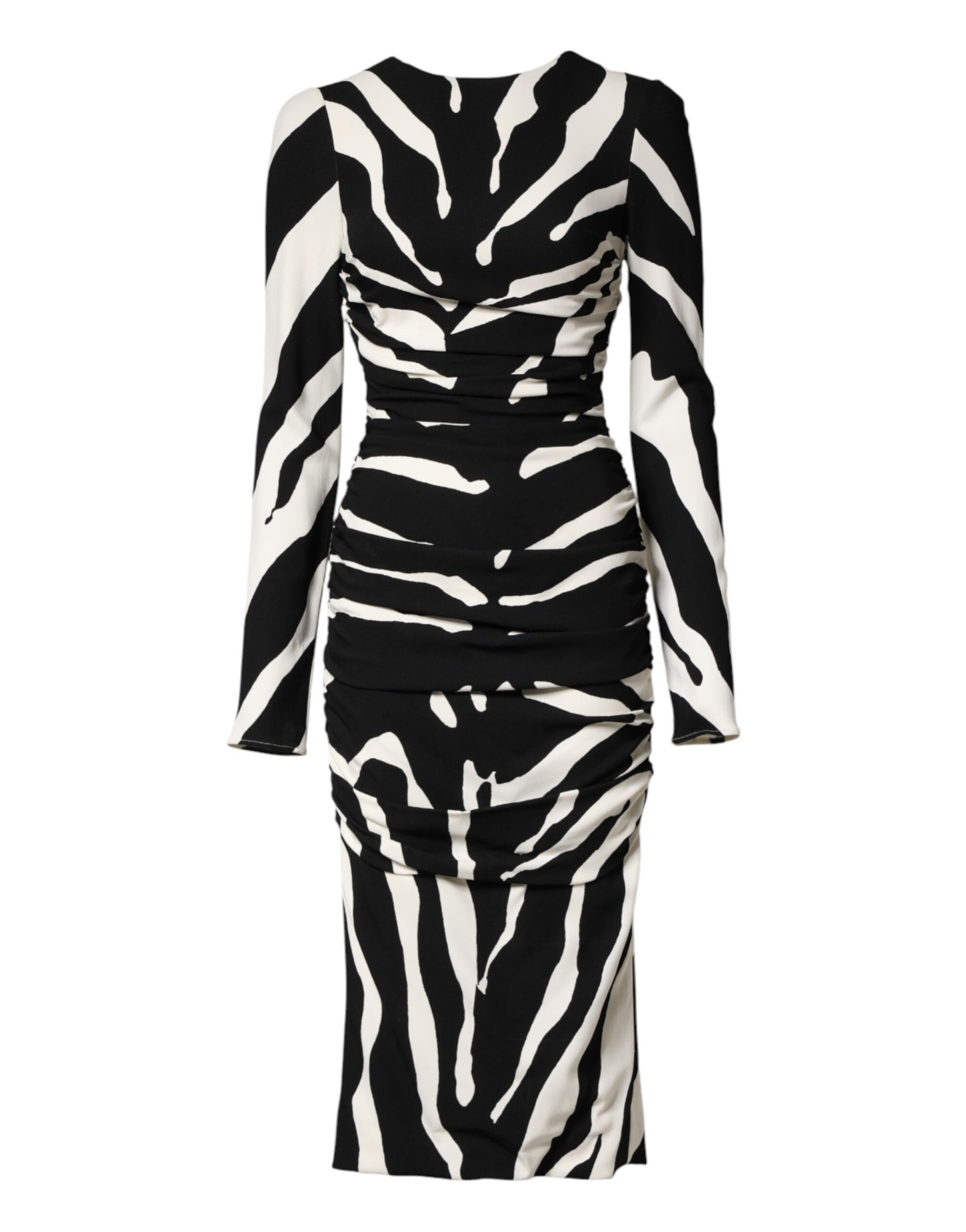 Robe fourreau mi-longue Dolce & Gabbana en viscose noire et blanche à imprimé zèbre