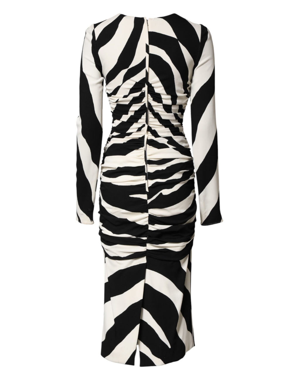 Robe fourreau mi-longue Dolce & Gabbana en viscose noire et blanche à imprimé zèbre