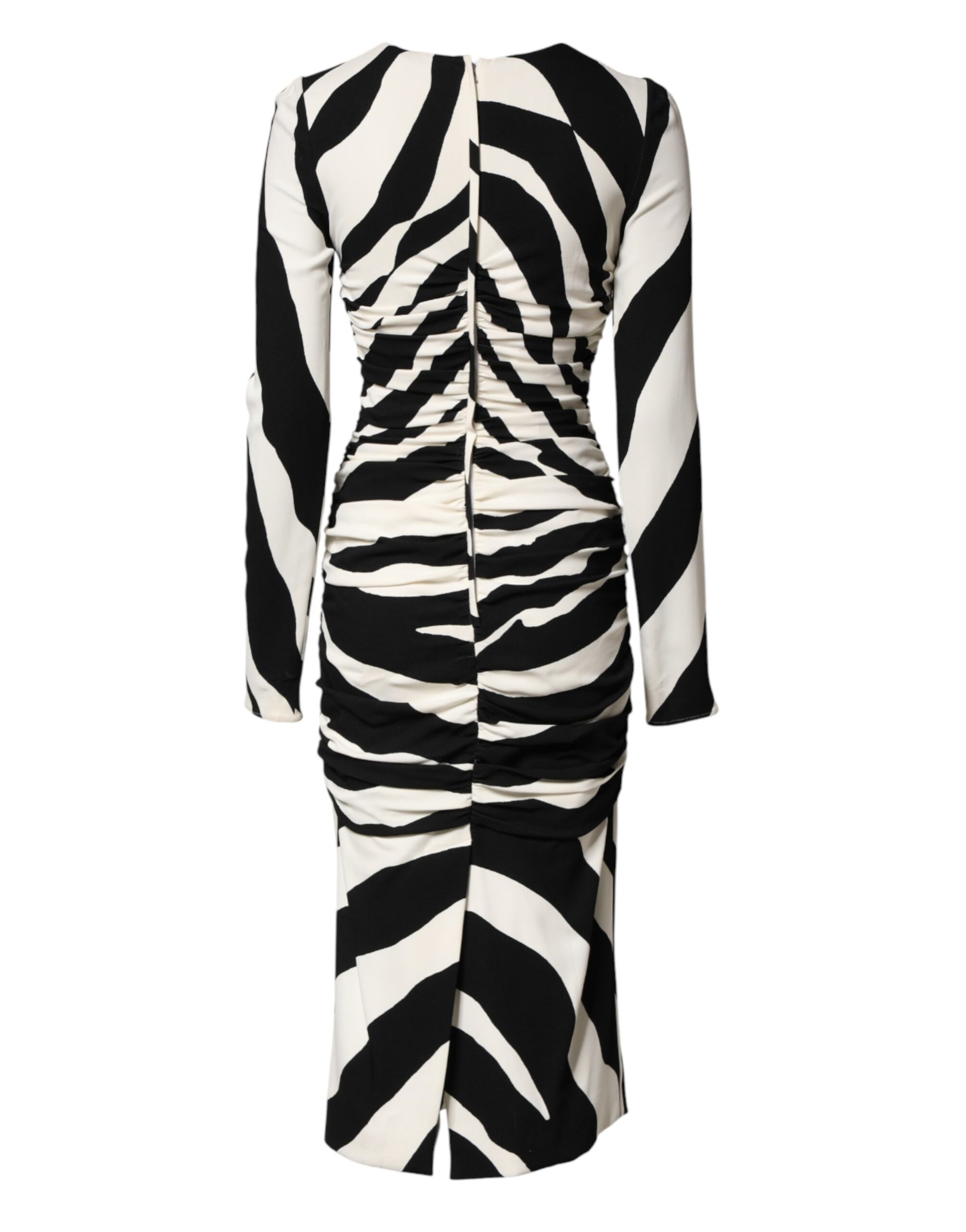 Robe fourreau mi-longue Dolce & Gabbana en viscose noire et blanche à imprimé zèbre