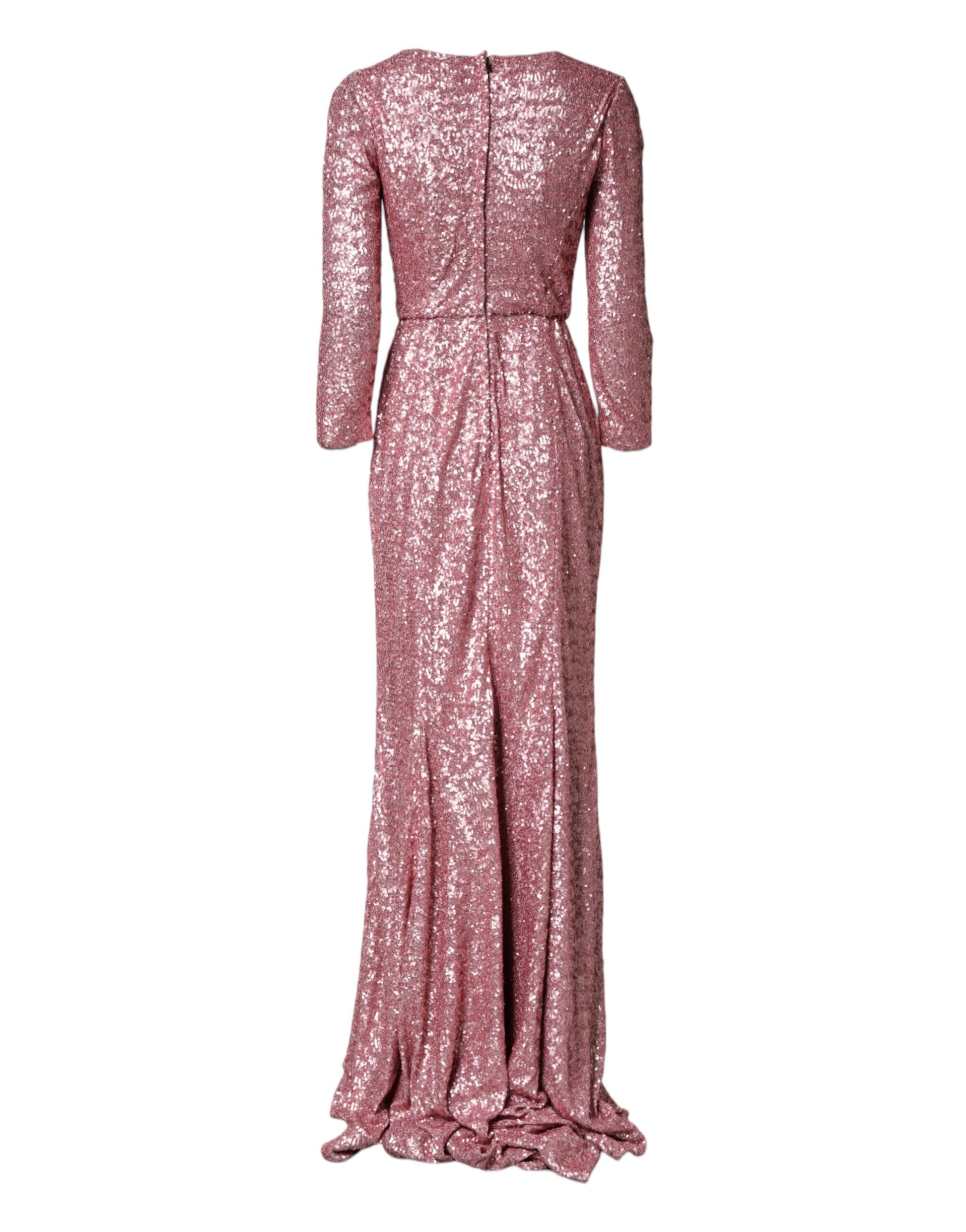 Robe longue sirène à sequins rose Dolce & Gabbana