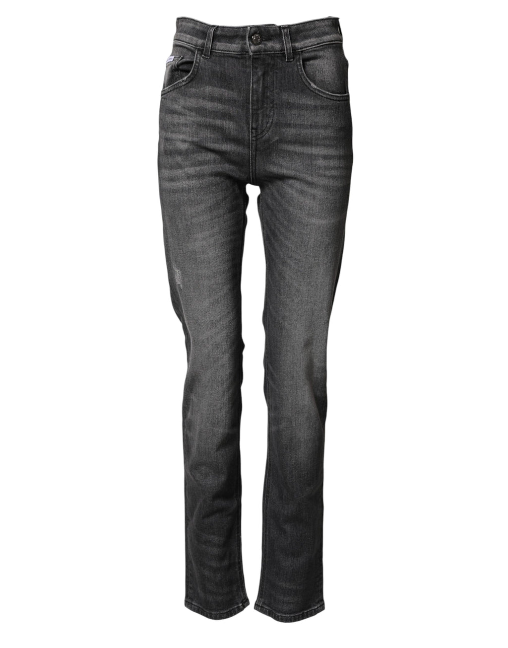 Dolce & Gabbana Jean skinny en coton gris à taille haute