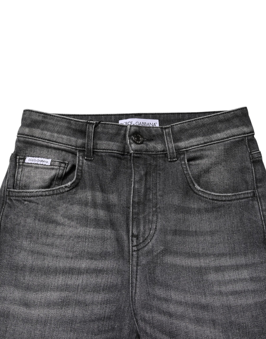 Dolce & Gabbana Jean skinny en coton gris à taille haute
