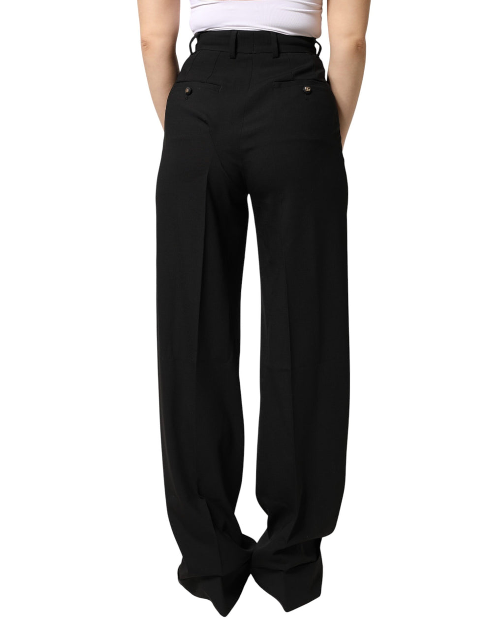 Pantalon Dolce & Gabbana droit taille haute en mélange de laine noire