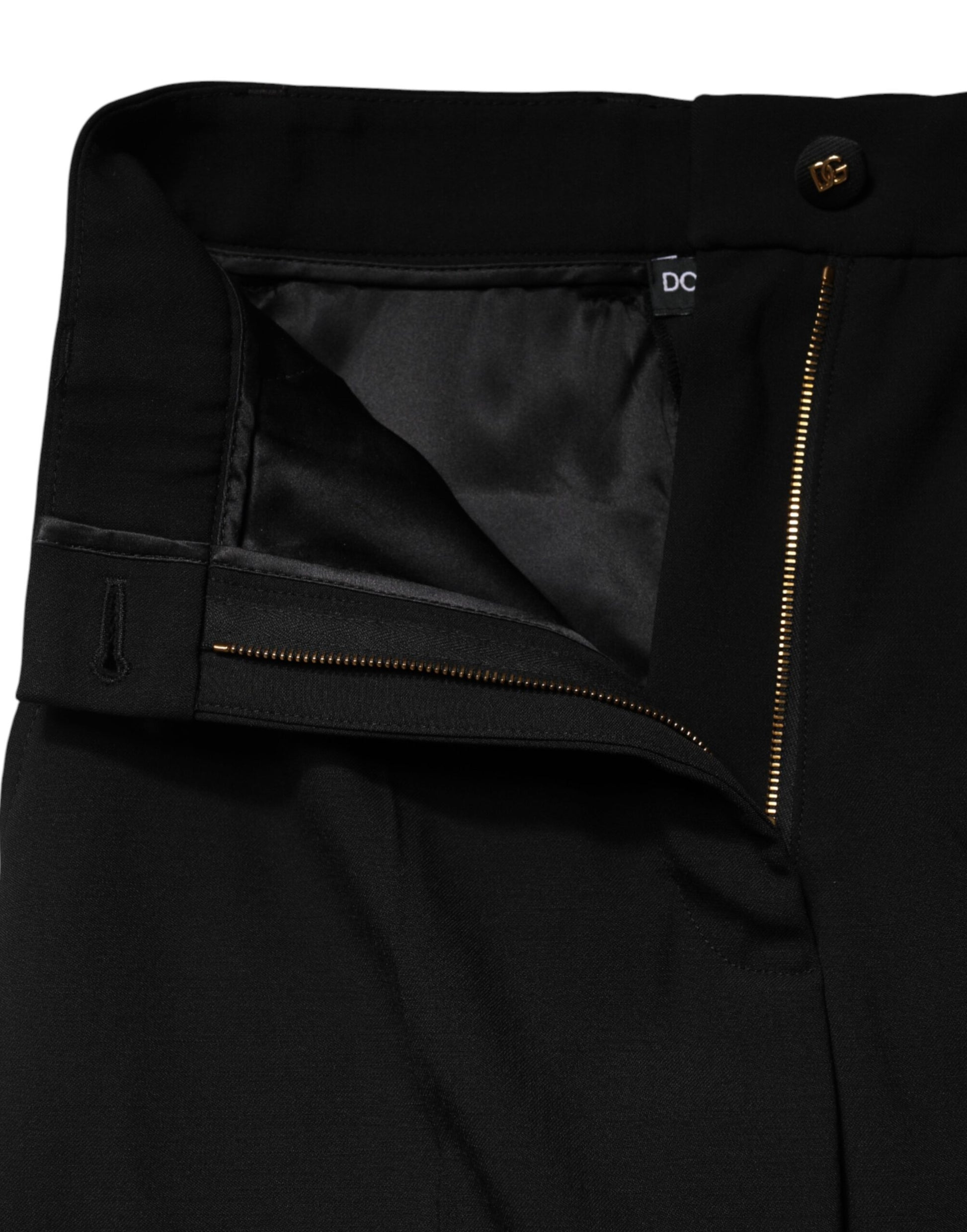 Pantalon Dolce & Gabbana droit taille haute en mélange de laine noire