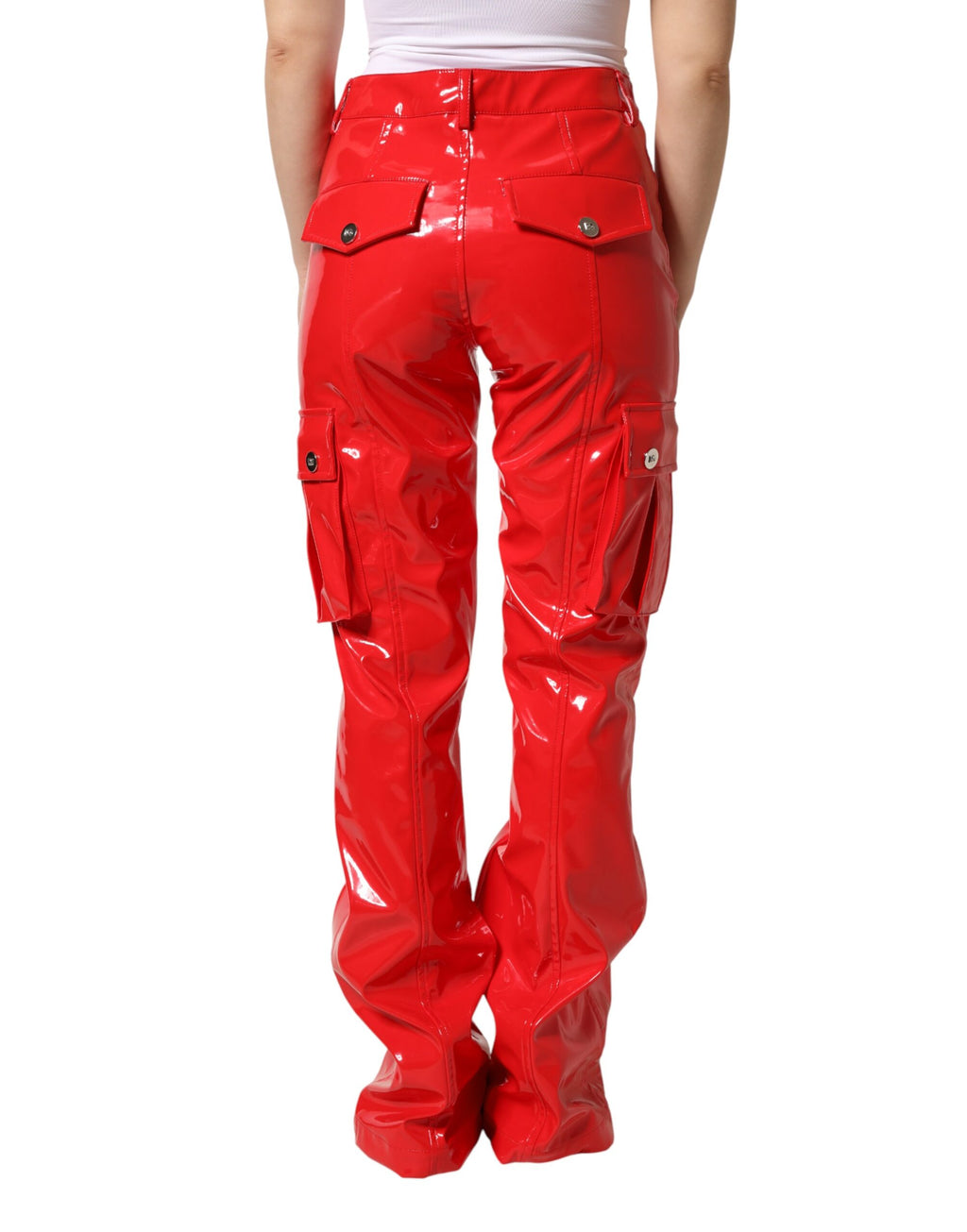 Pantalon cargo coupe bootcut Dolce & Gabbana en polyester rouge brillant