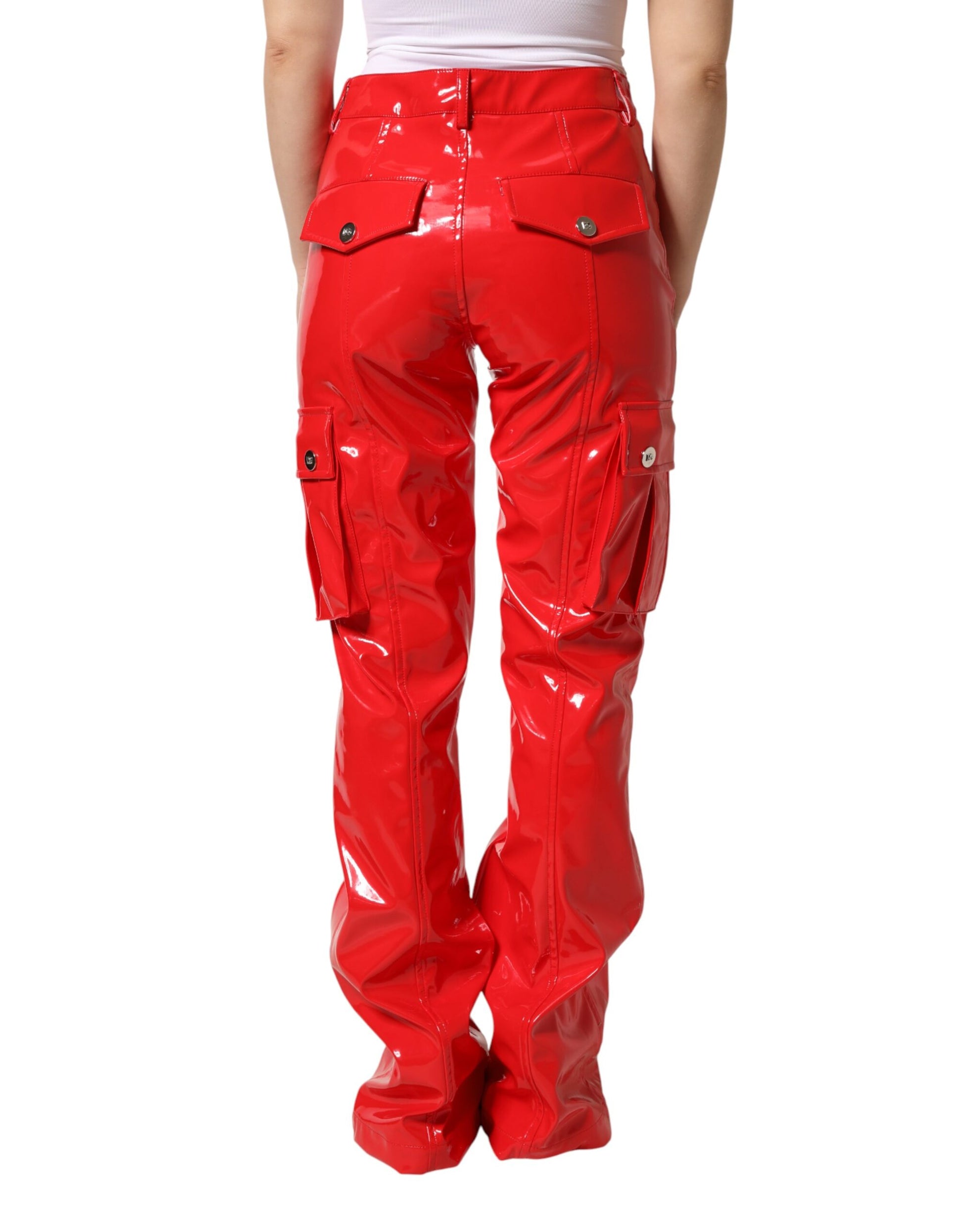 Pantalon cargo coupe bootcut Dolce & Gabbana en polyester rouge brillant