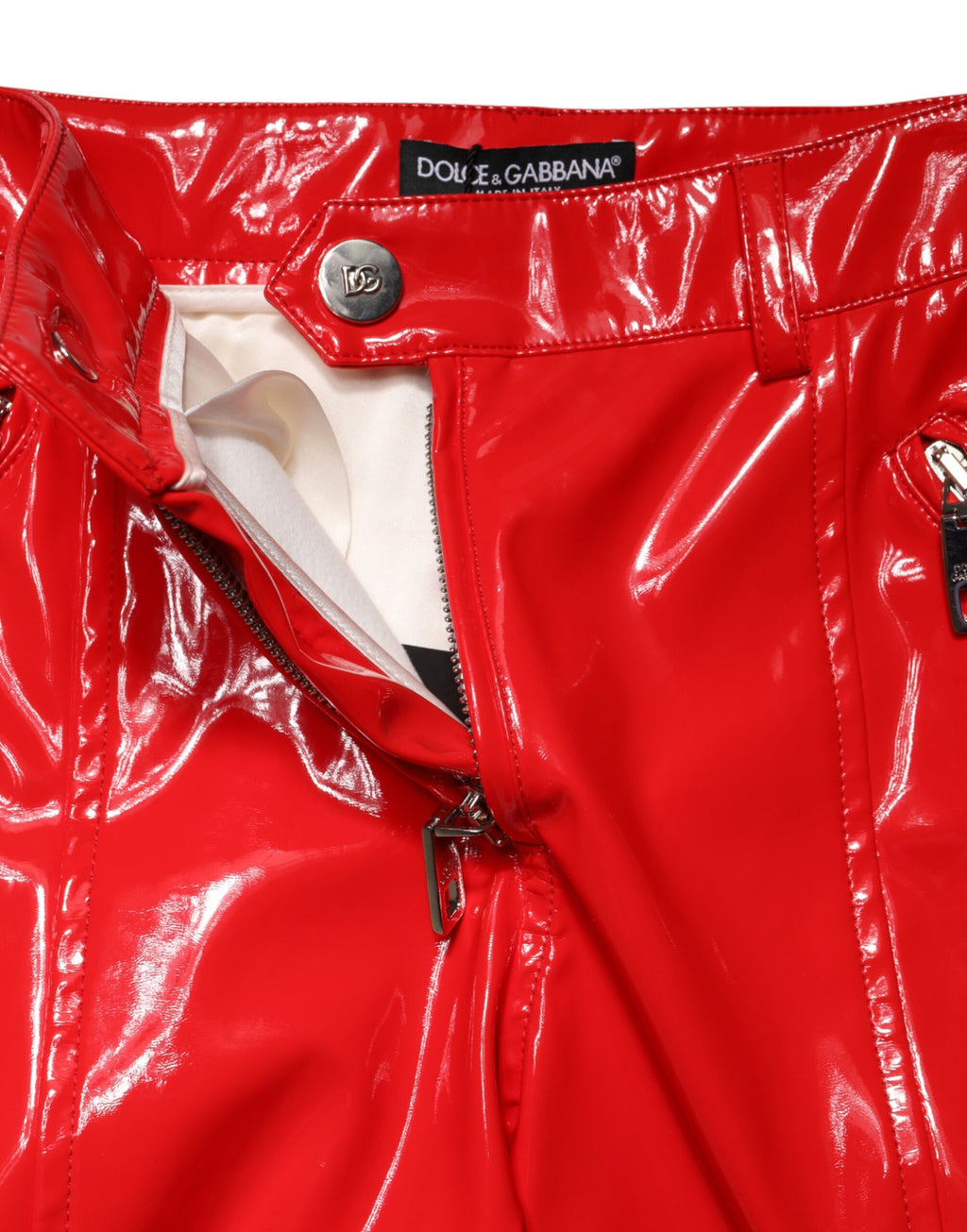 Pantalon cargo coupe bootcut Dolce & Gabbana en polyester rouge brillant