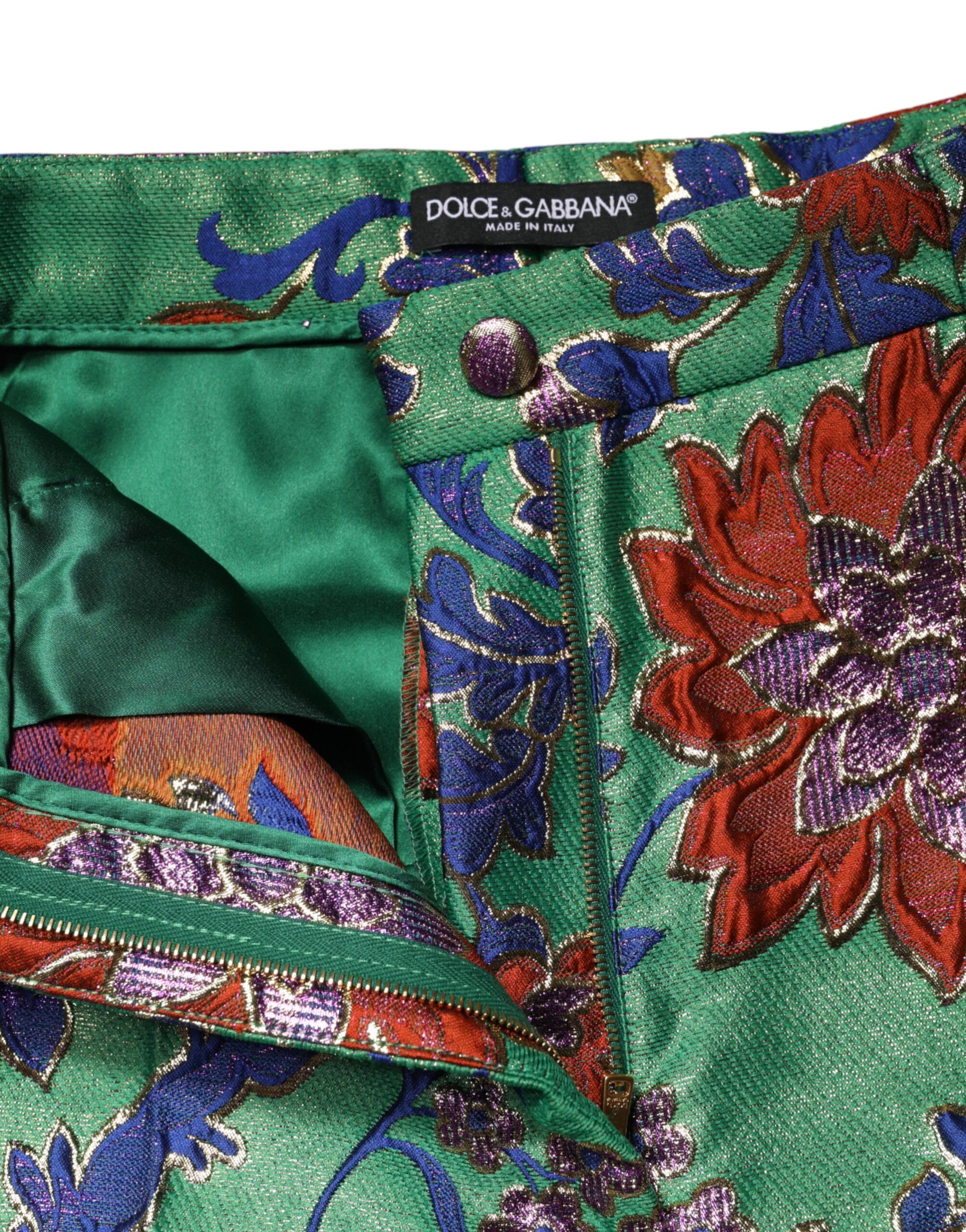 Pantalon coupe bottillon Dolce & Gabbana en polyester vert à motifs floraux