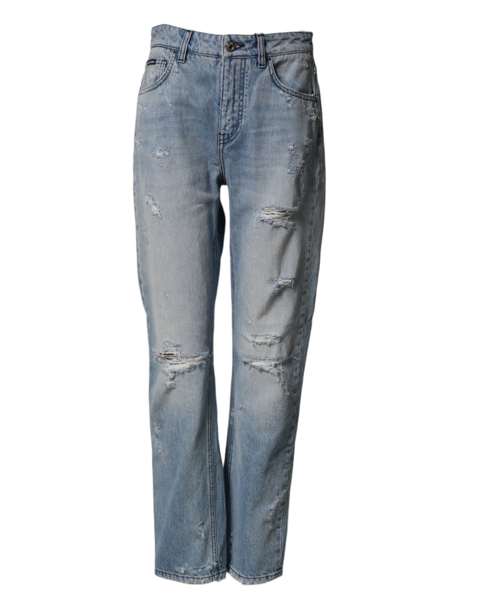 Jean en jean délavé déchiré coupe Boyfriend Dolce & Gabbana LightBlue