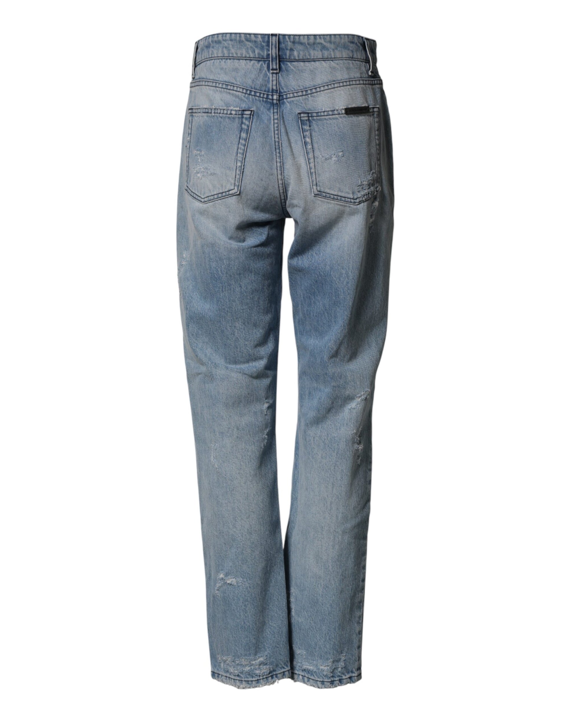 Jean en jean délavé déchiré coupe Boyfriend Dolce & Gabbana LightBlue