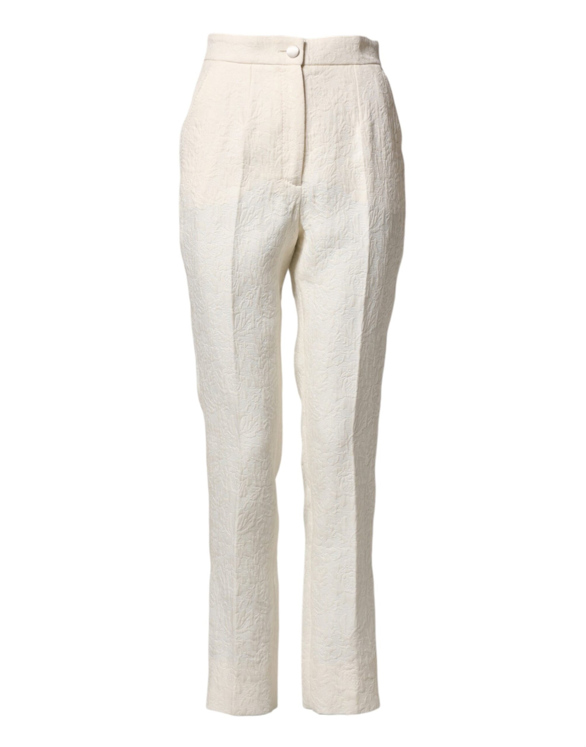 Pantalon Dolce & Gabbana en brocart floral de coton blanc