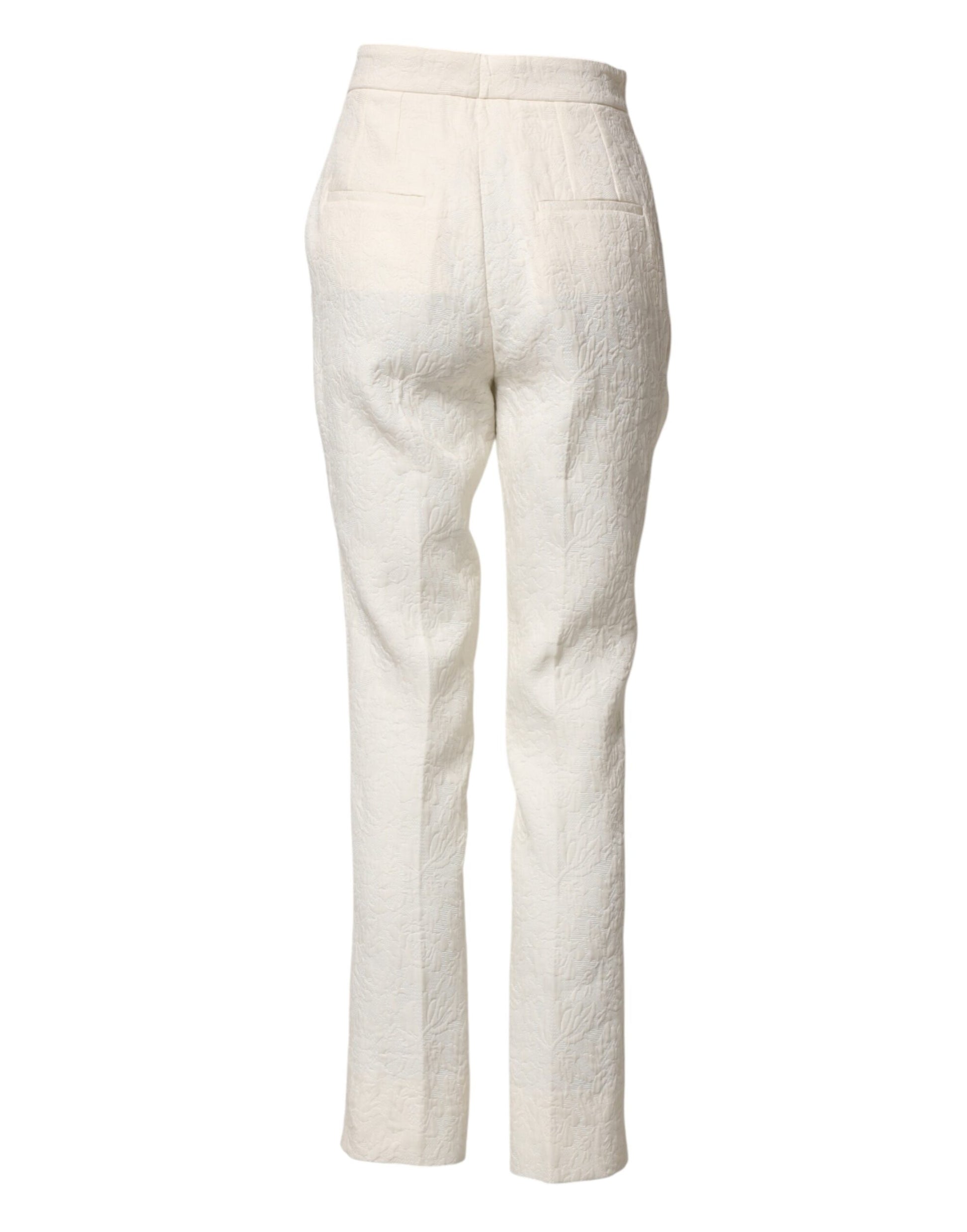 Pantalon Dolce & Gabbana en brocart floral de coton blanc