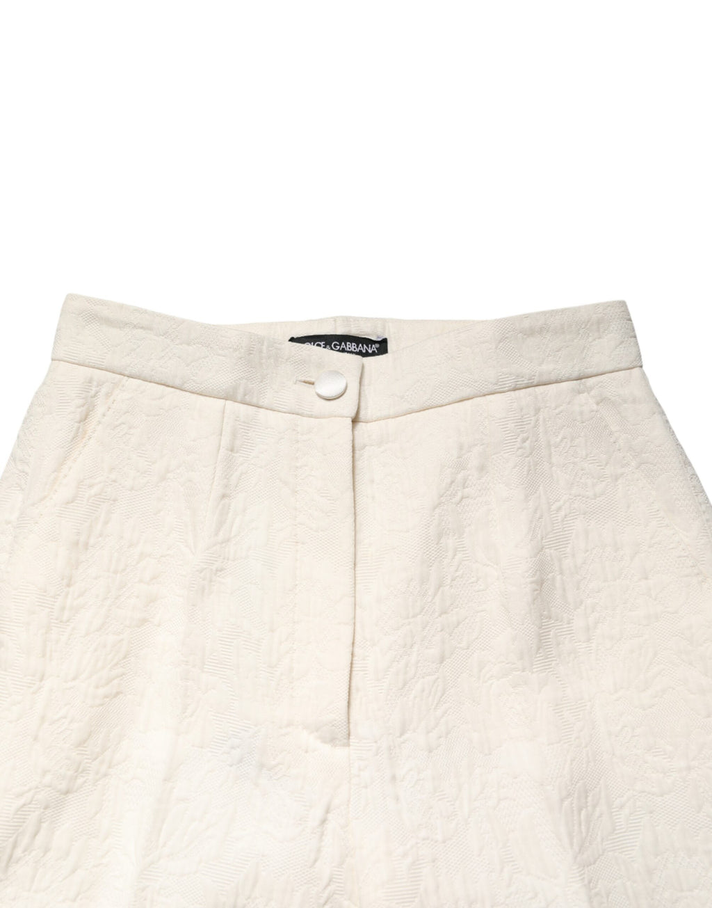 Pantalon Dolce & Gabbana en brocart floral de coton blanc