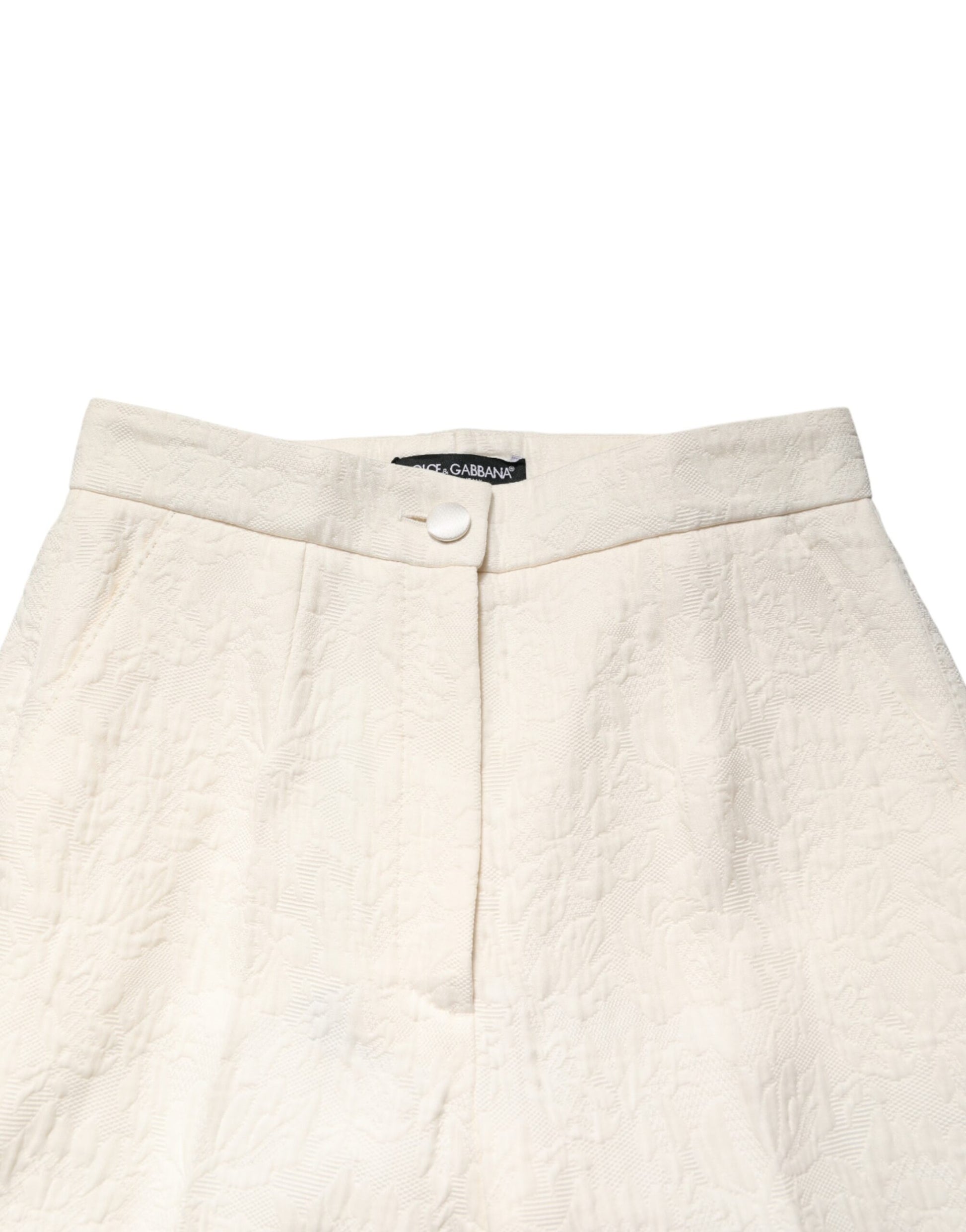 Pantalon Dolce & Gabbana en brocart floral de coton blanc