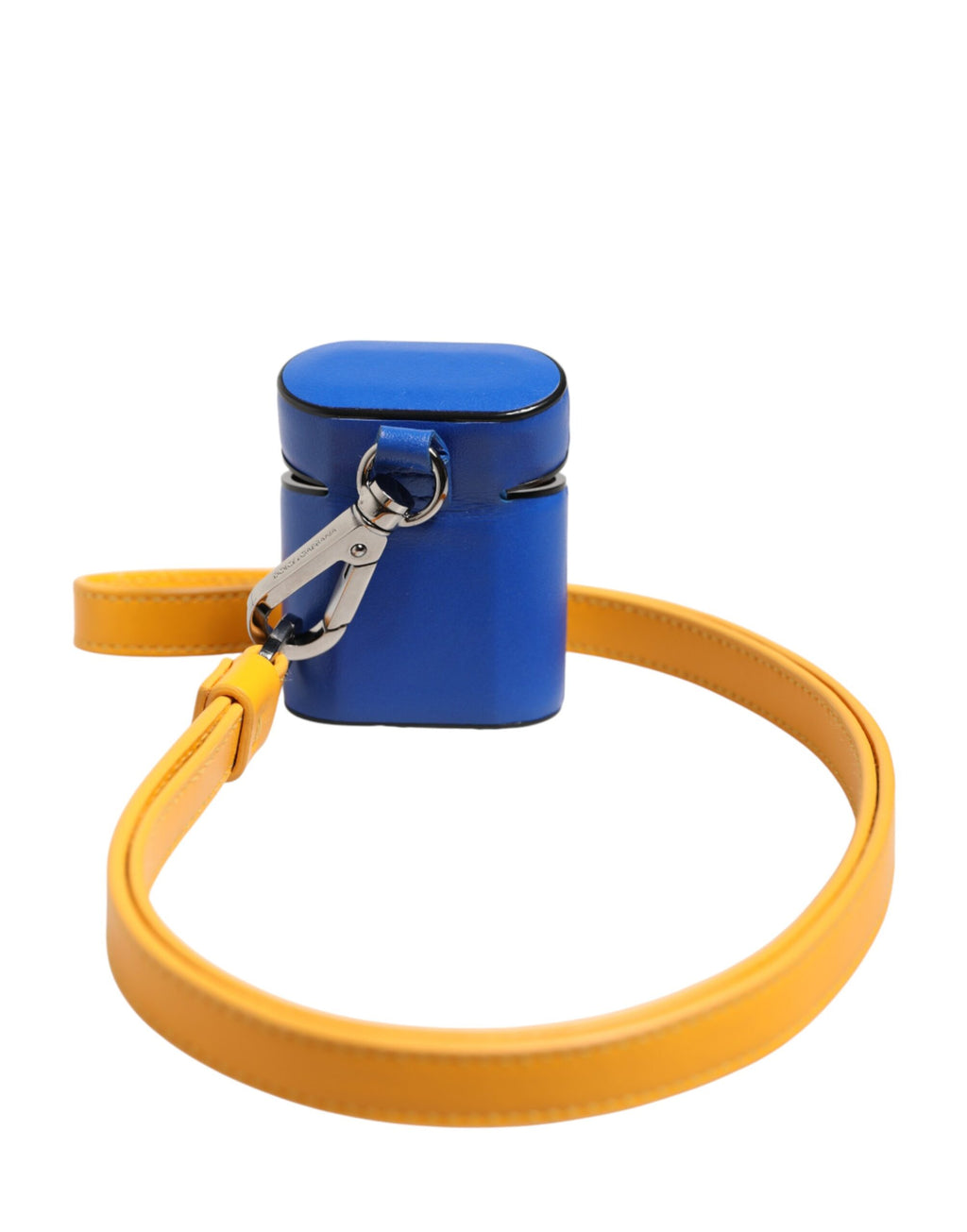 Étui pour Airpods Dolce & Gabbana en cuir de veau bleu et jaune avec logo