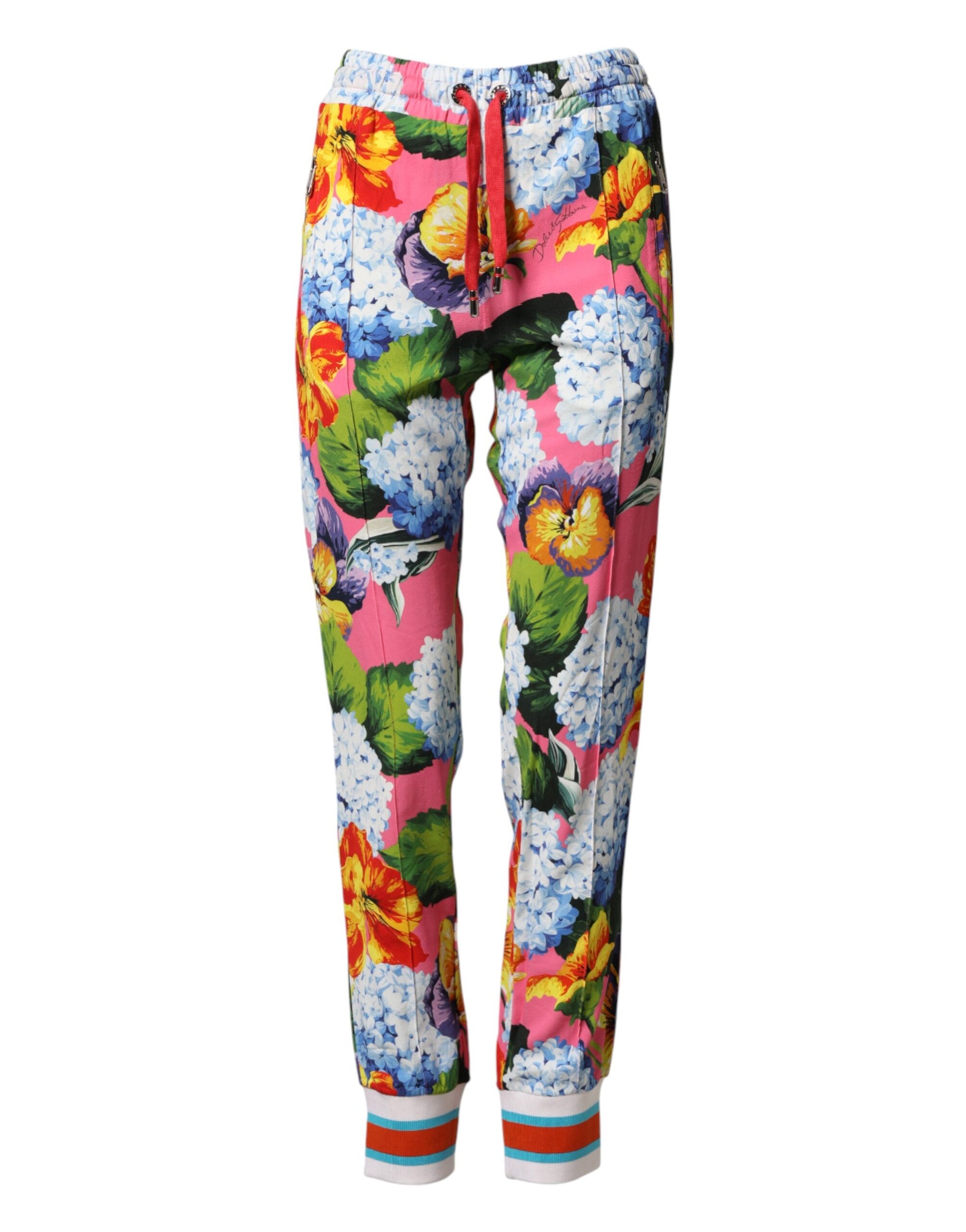 Pantalon de jogging taille mi-haute fleuri multicolore Dolce & Gabbana