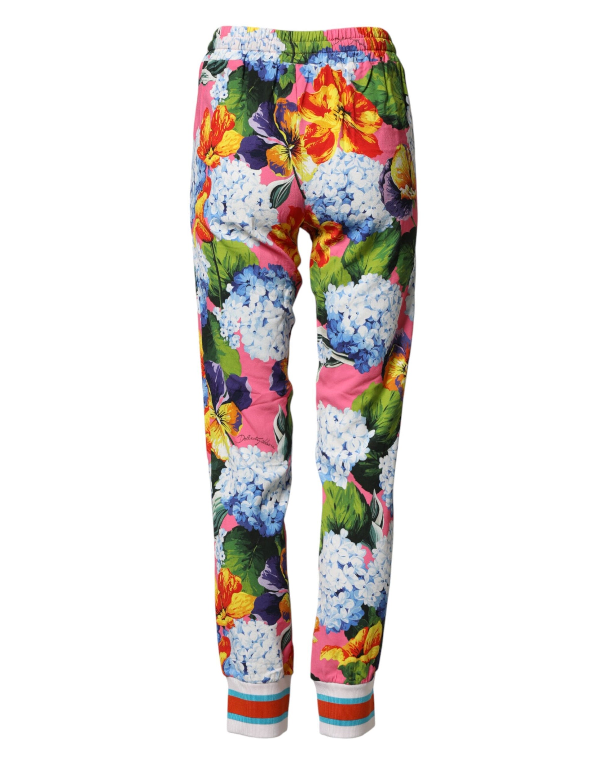 Pantalon de jogging taille mi-haute fleuri multicolore Dolce & Gabbana