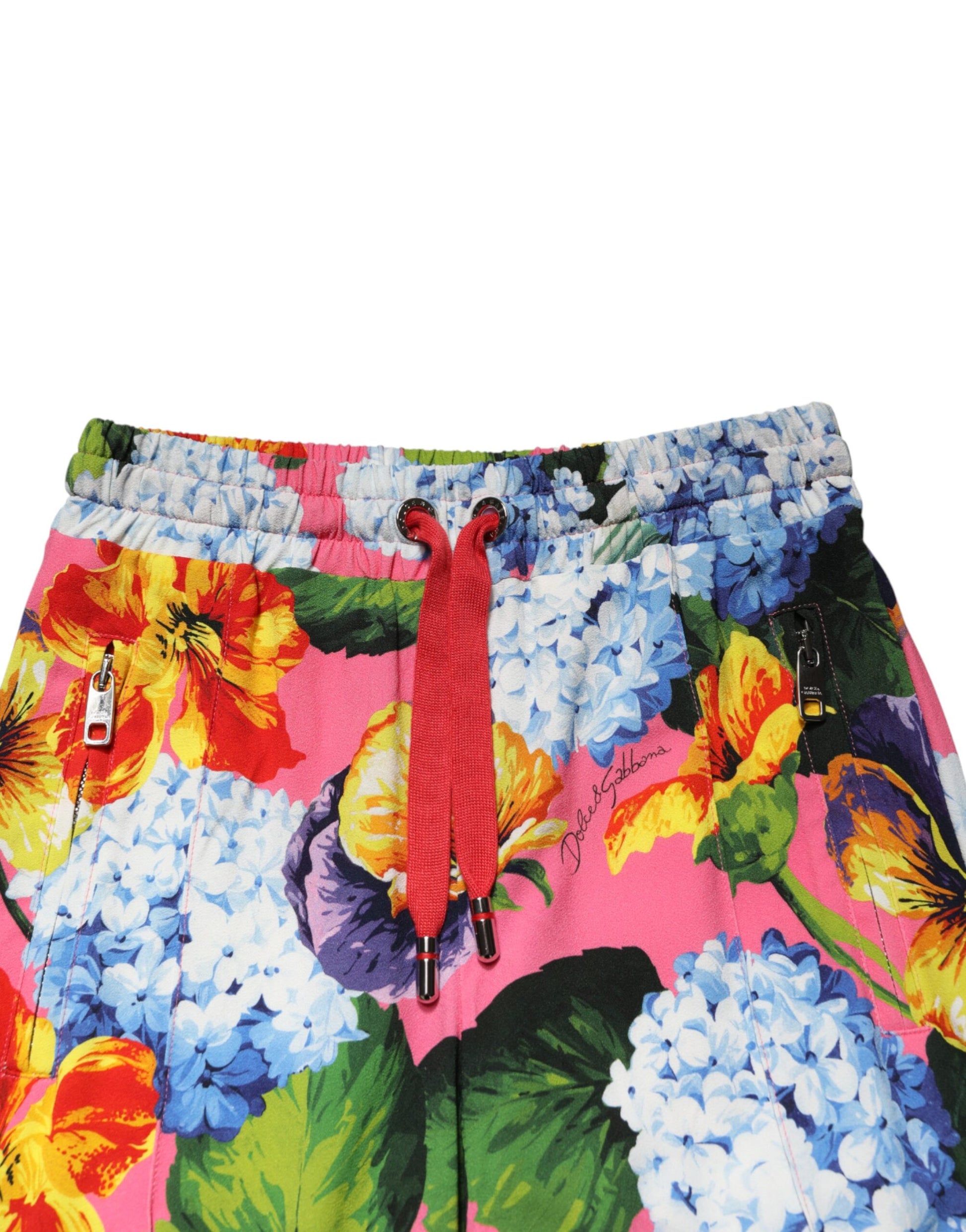 Pantalon de jogging taille mi-haute fleuri multicolore Dolce & Gabbana