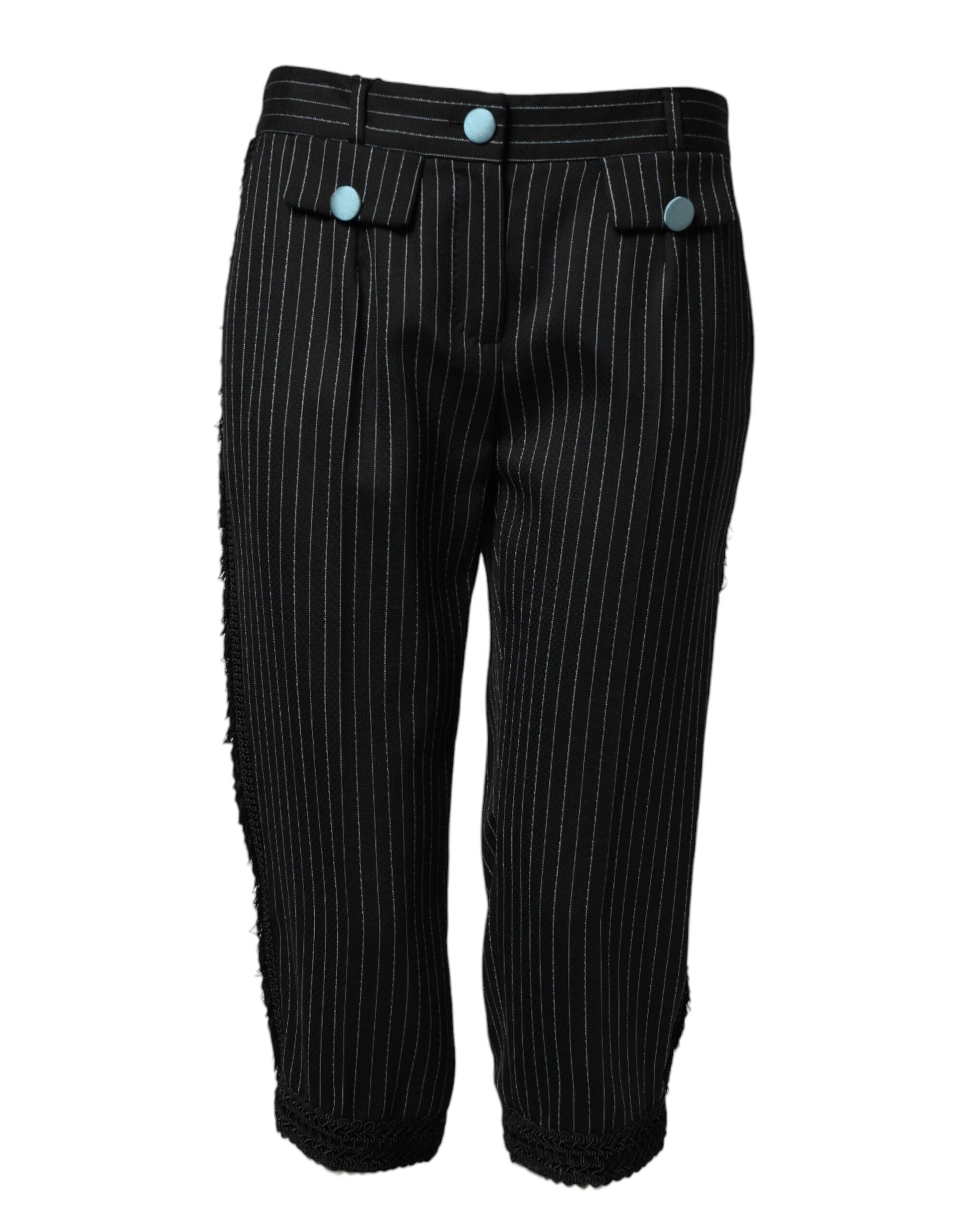 Pantalon court à rayures en laine noire Dolce & Gabbana