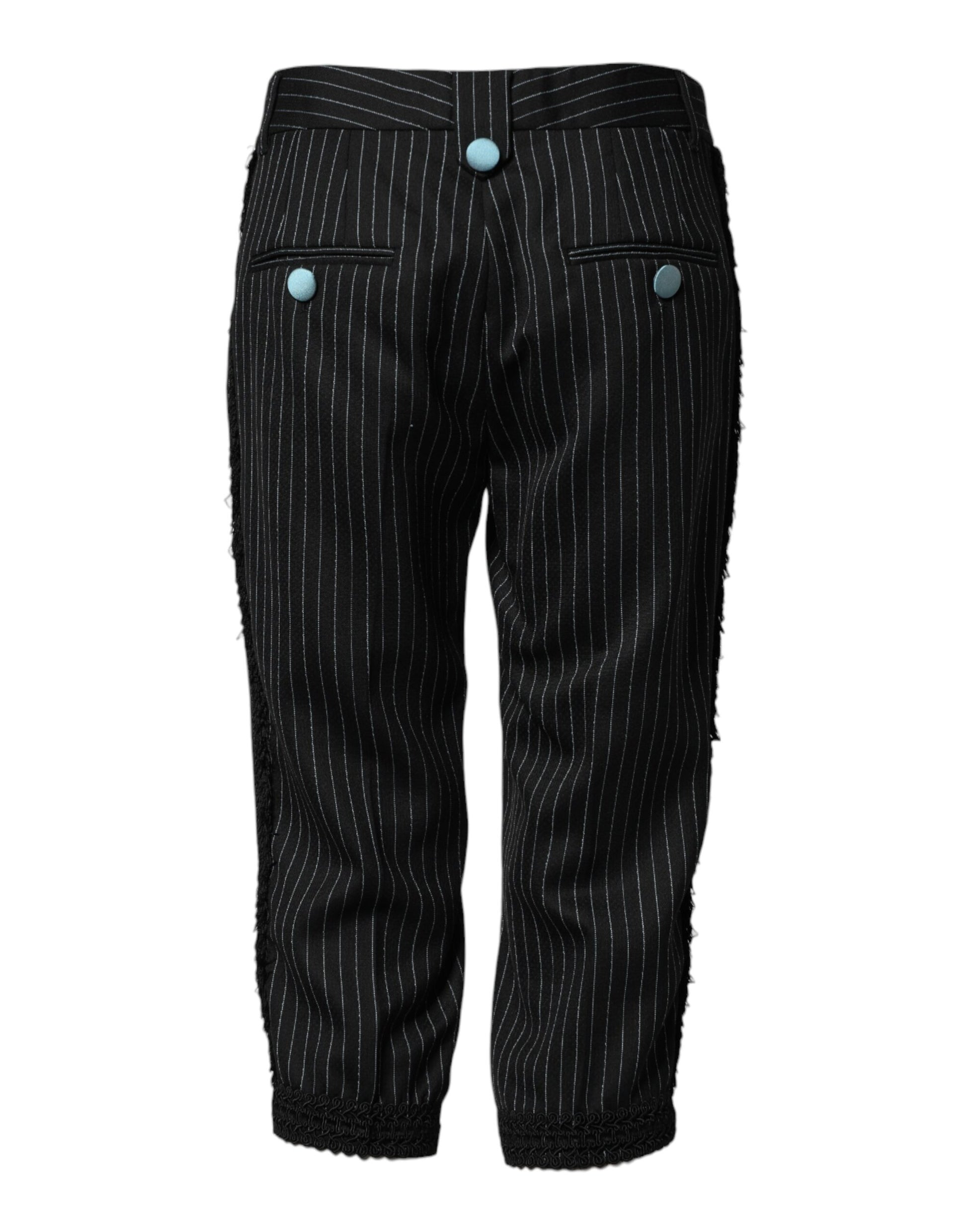 Pantalon court à rayures en laine noire Dolce & Gabbana