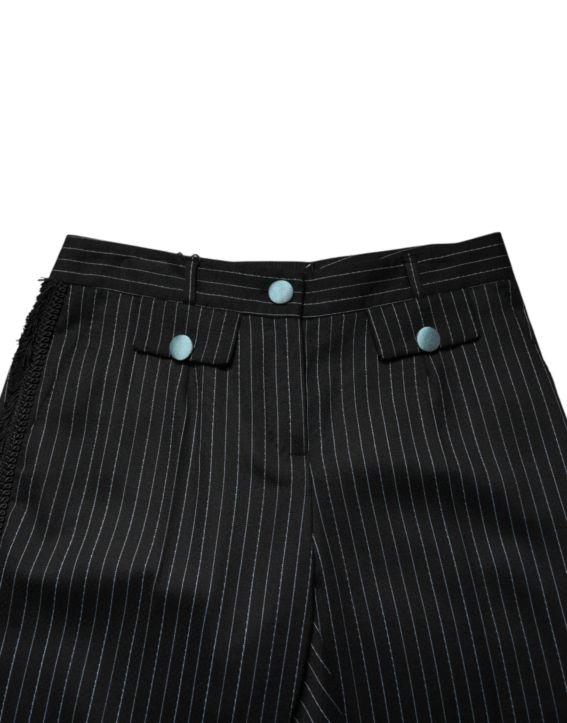 Pantalon court à rayures en laine noire Dolce & Gabbana