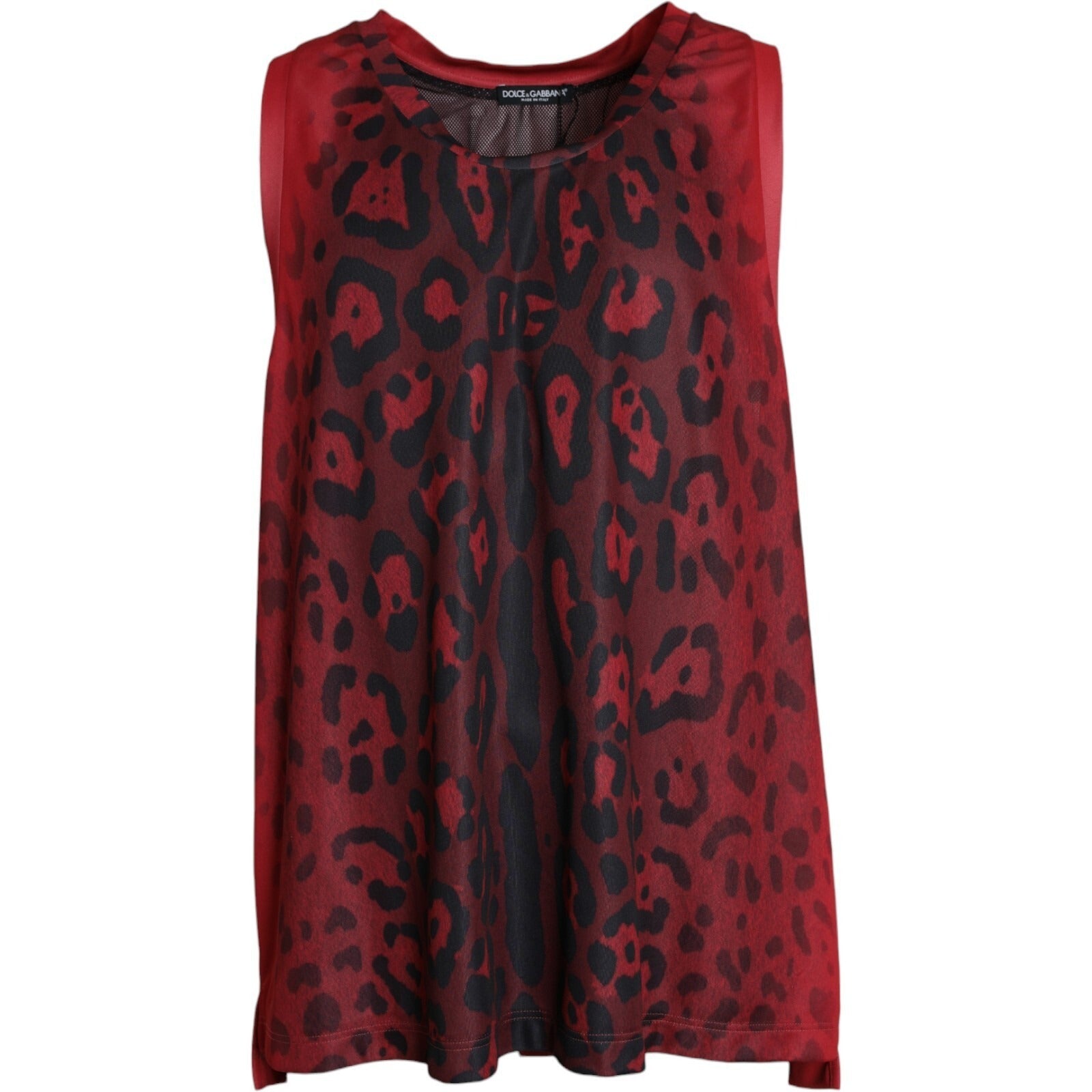 Débardeur homme sans manches imprimé léopard rouge Dolce & Gabbana
