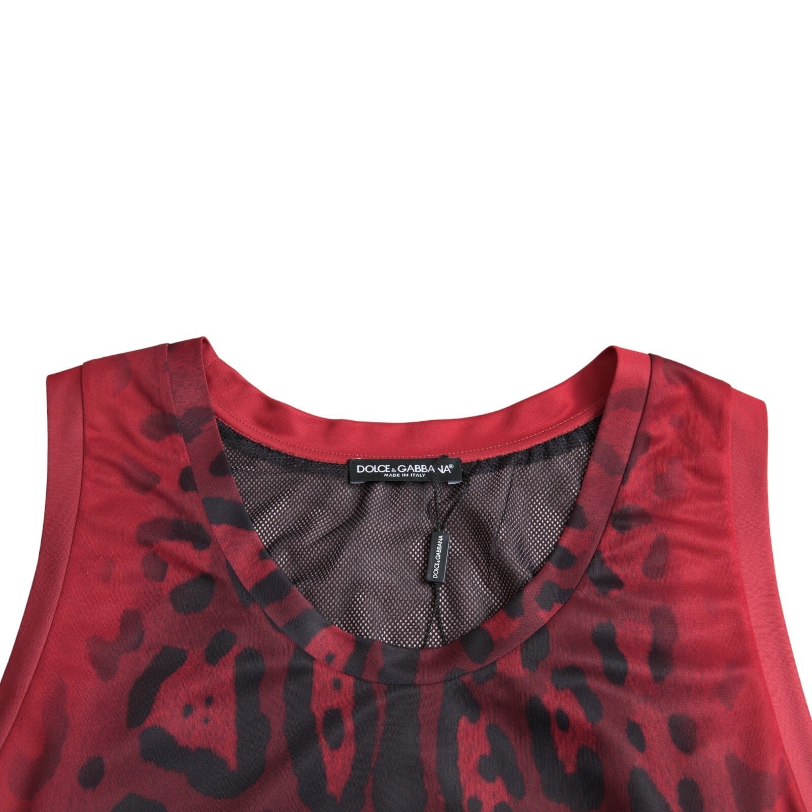Débardeur homme sans manches imprimé léopard rouge Dolce & Gabbana
