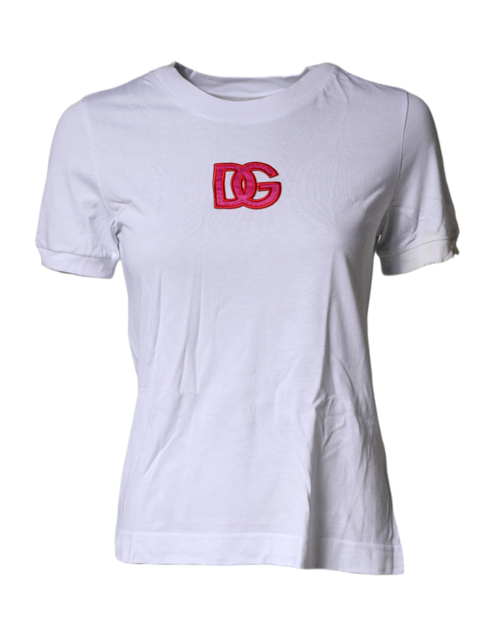 T-shirt Dolce & Gabbana blanc col rond manches courtes logo DG
