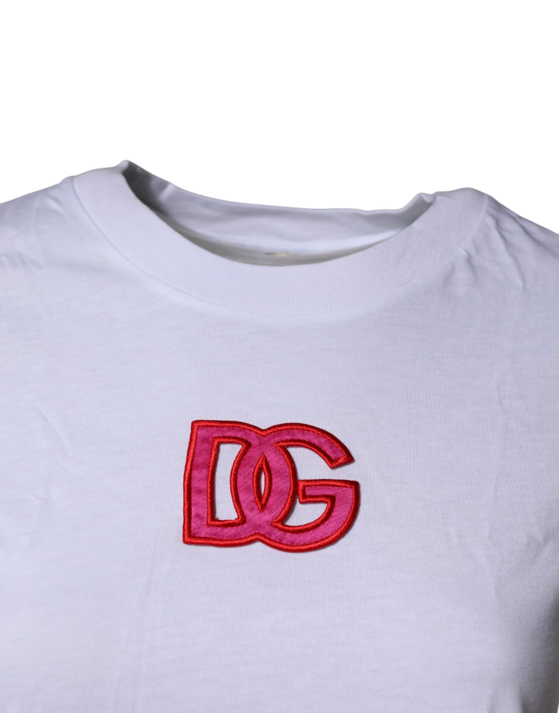T-shirt Dolce & Gabbana blanc col rond manches courtes logo DG