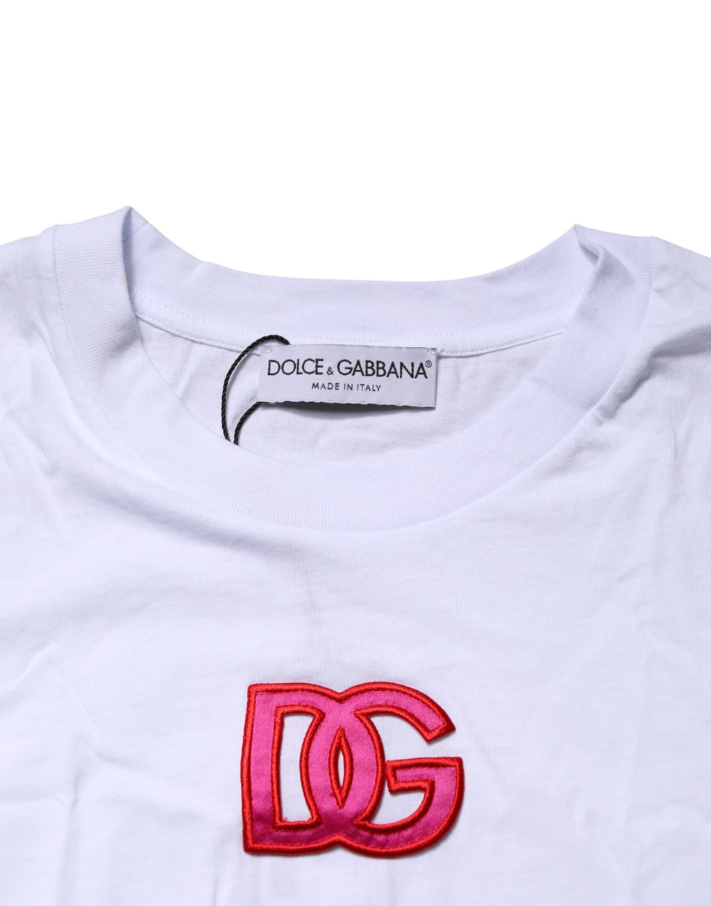 T-shirt Dolce & Gabbana blanc col rond manches courtes logo DG