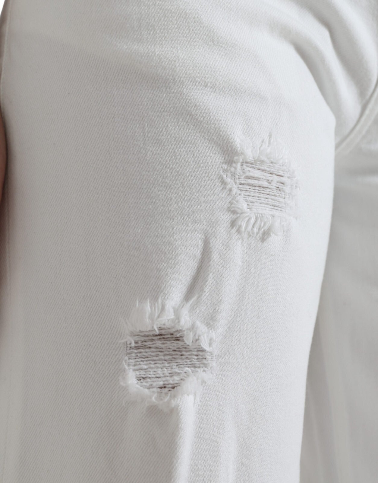 Jean Capri en denim de coton blanc coupe large Dolce & Gabbana
