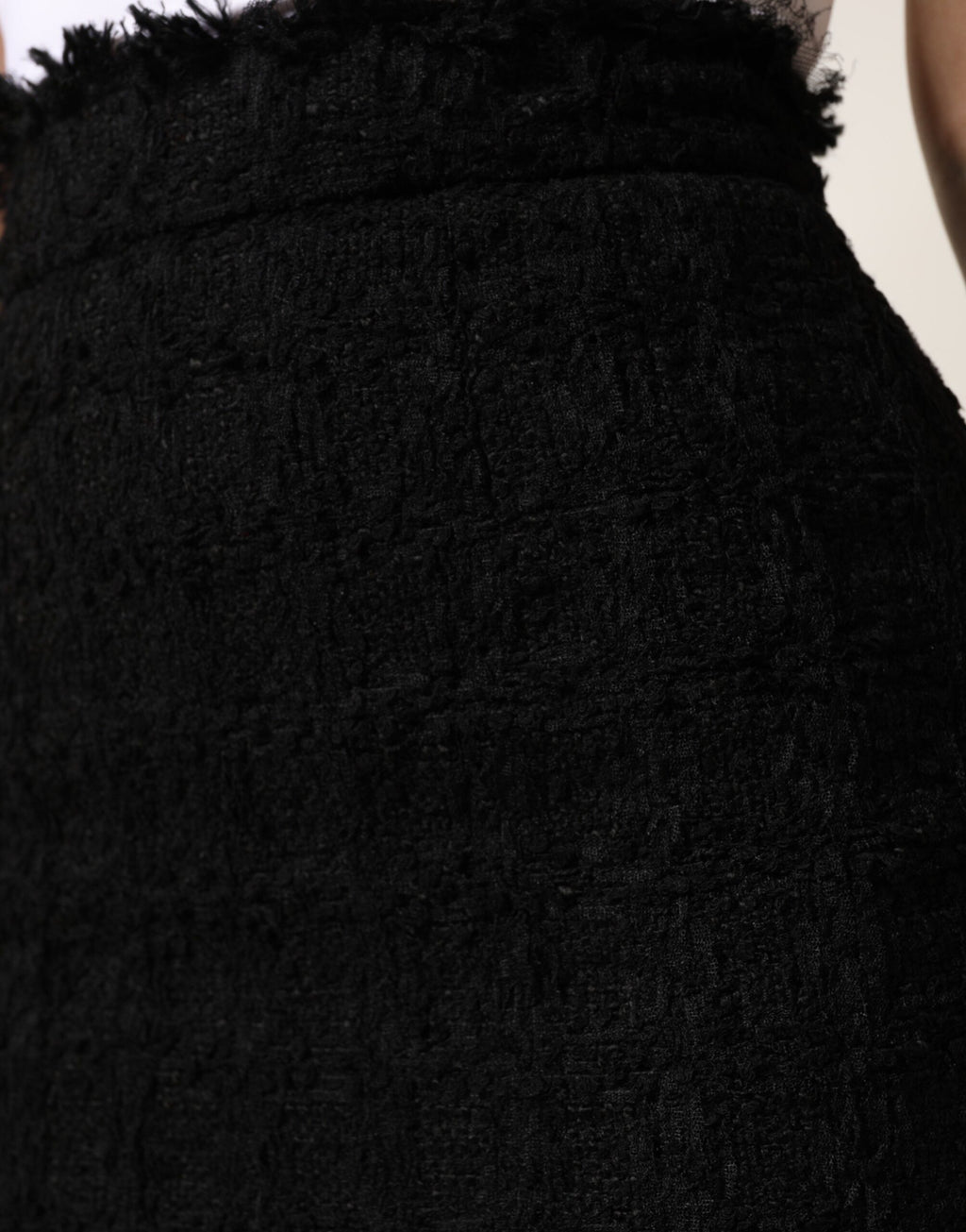 Mini-jupe noire en nylon taille haute à maille ajourée Dolce & Gabbana